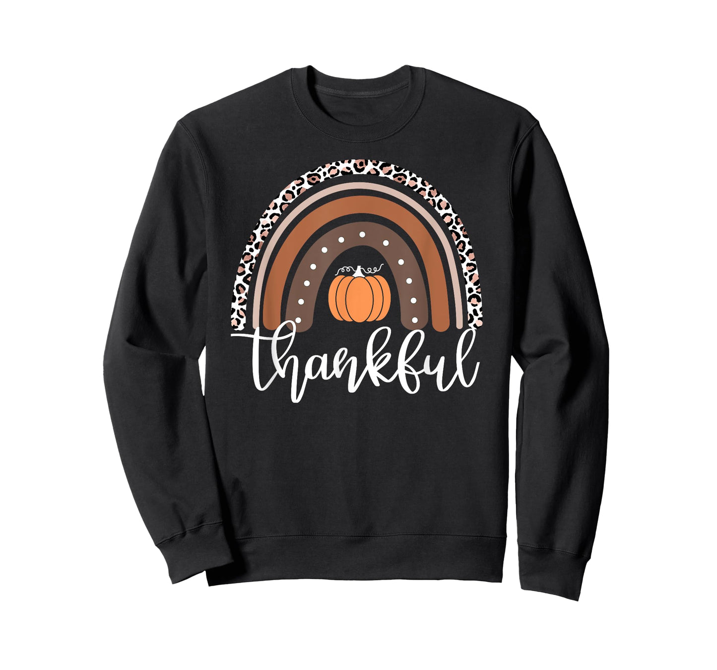 Mommy and Me Thankful Leopard Rainbow Pumpkin Thanksgiving T-Shirt