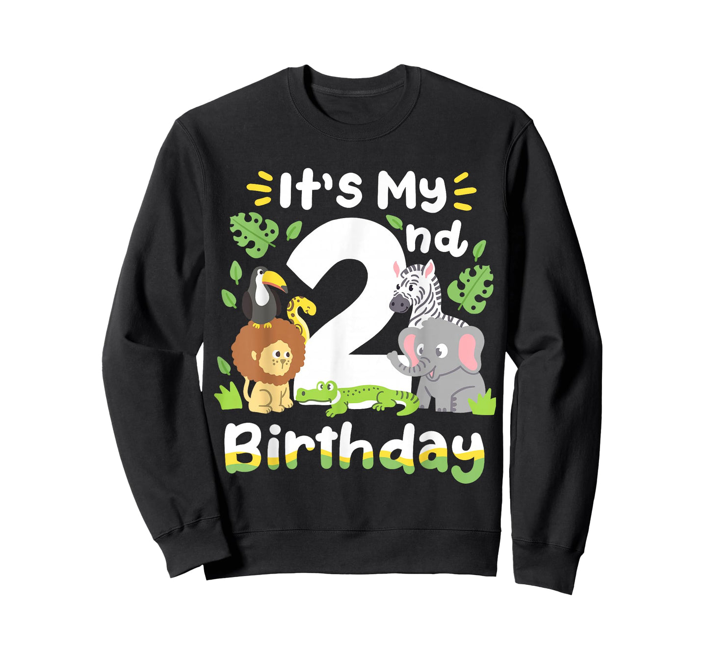 Jungle Safari 2nd Birthday Zoo Animal Two Years Old Kids T-Shirt