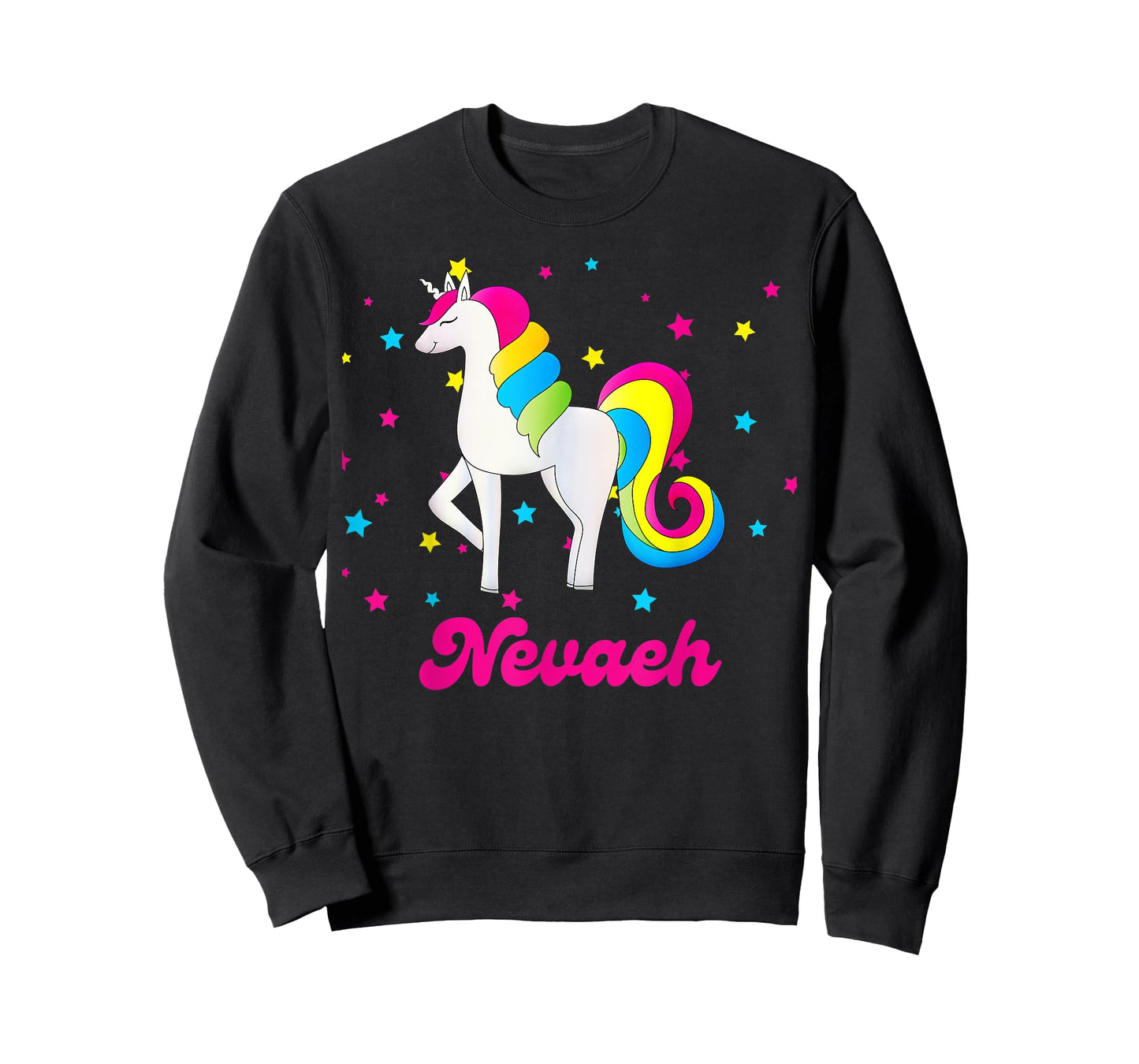 Cute Rainbow Unicorn Pink and Blue Personalized Nevaeh T-Shirt