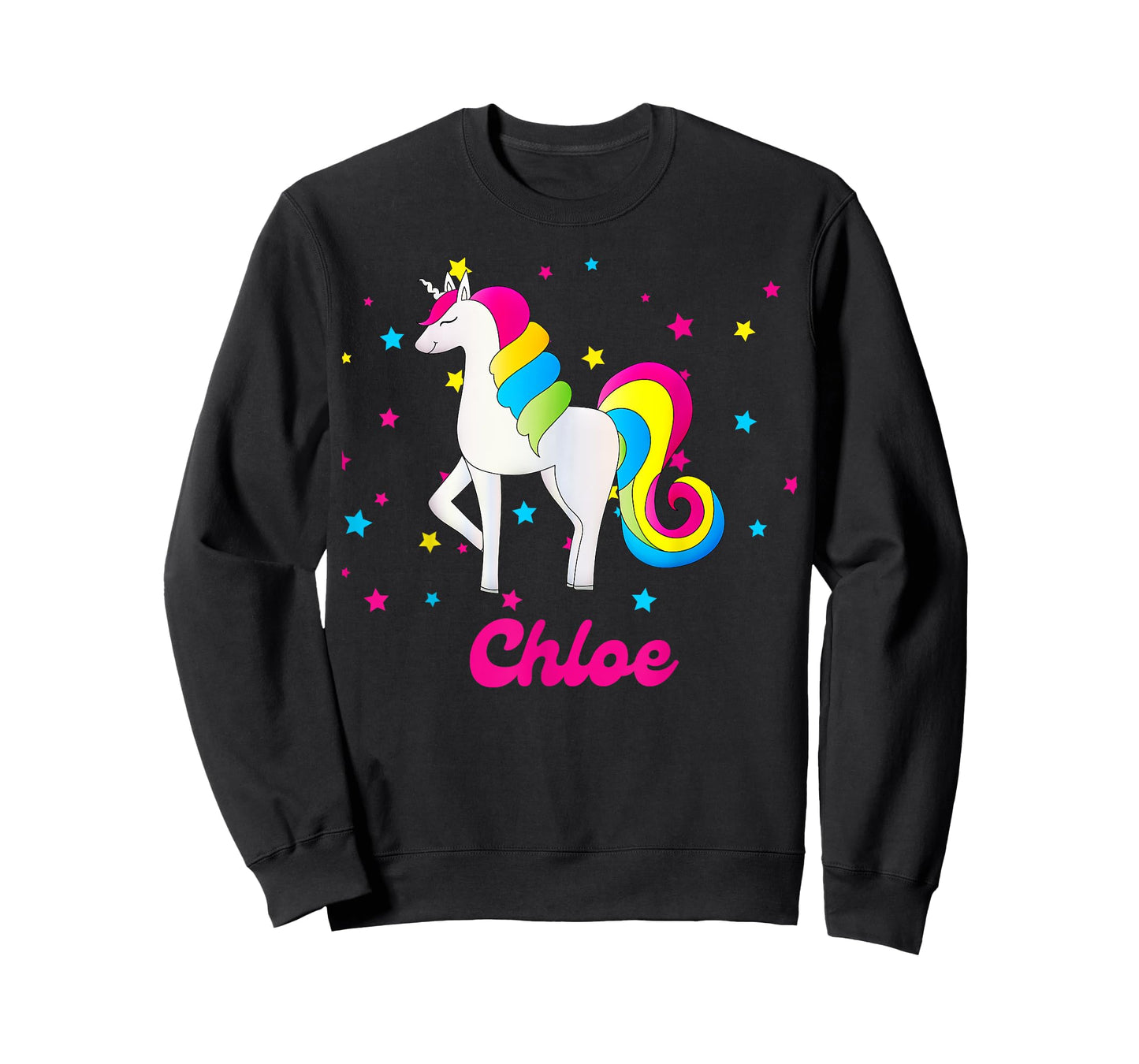Cute Rainbow Unicorn Pink and Blue Personalized Chloe T-Shirt