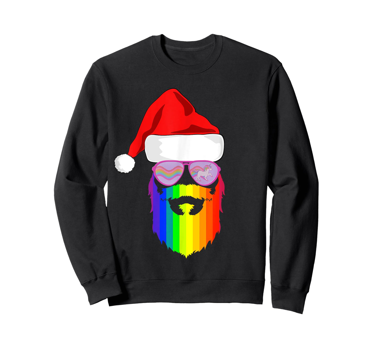 Gay Santa Claus Christmas Rainbow Unicorn Sunglasses LGBQT T-Shirt