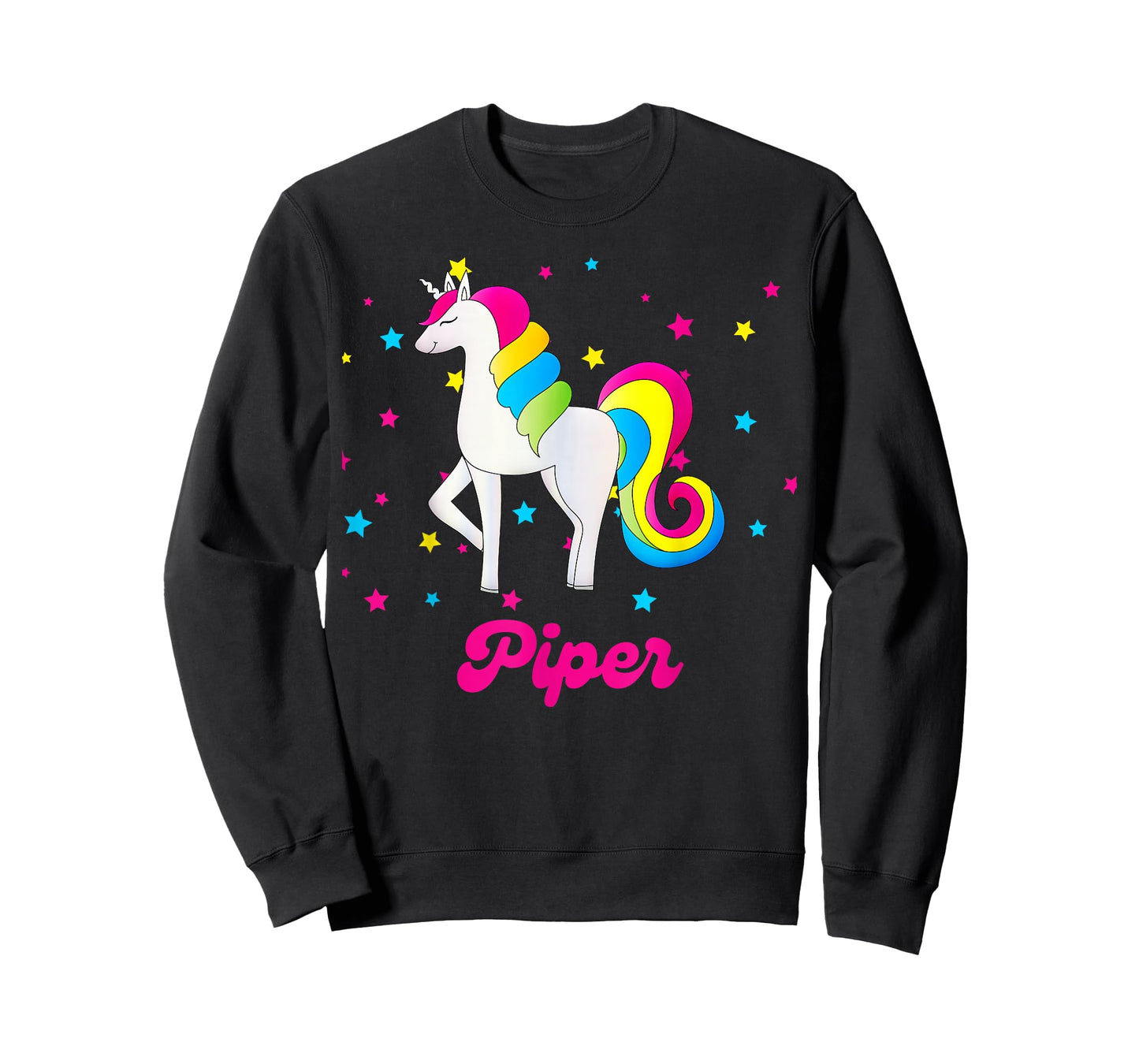 Cute Rainbow Unicorn Pink and Blue Personalized Piper T-Shirt