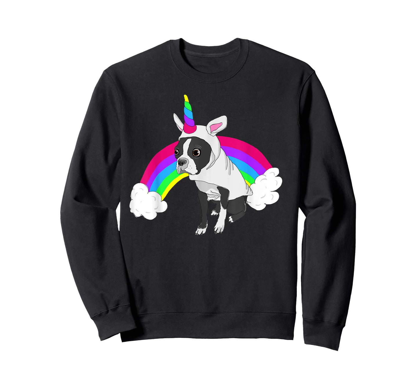 Cute Boston Terrier Unicorn Rainbow T-Shirt
