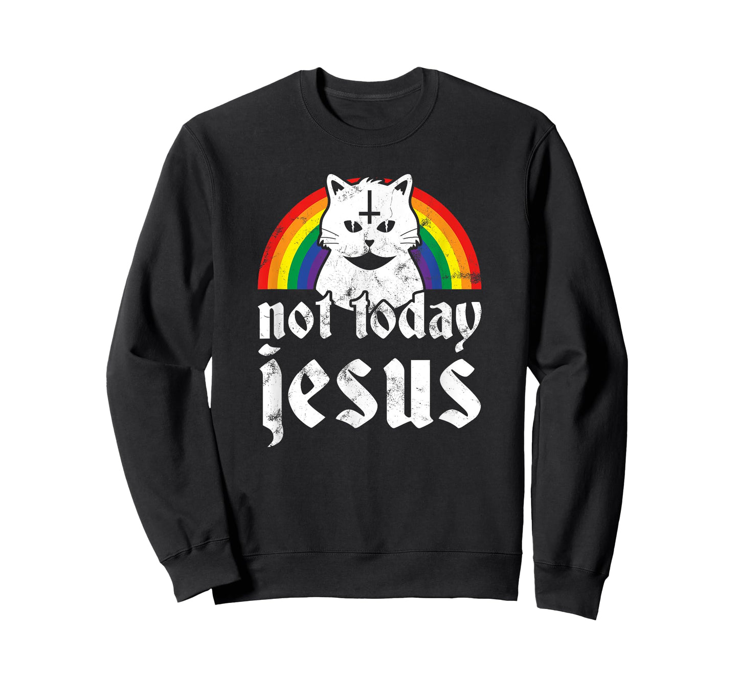 Not Today Jesus Shirt Rainbow Satanic Cat Goth Concert Gift T-Shirt