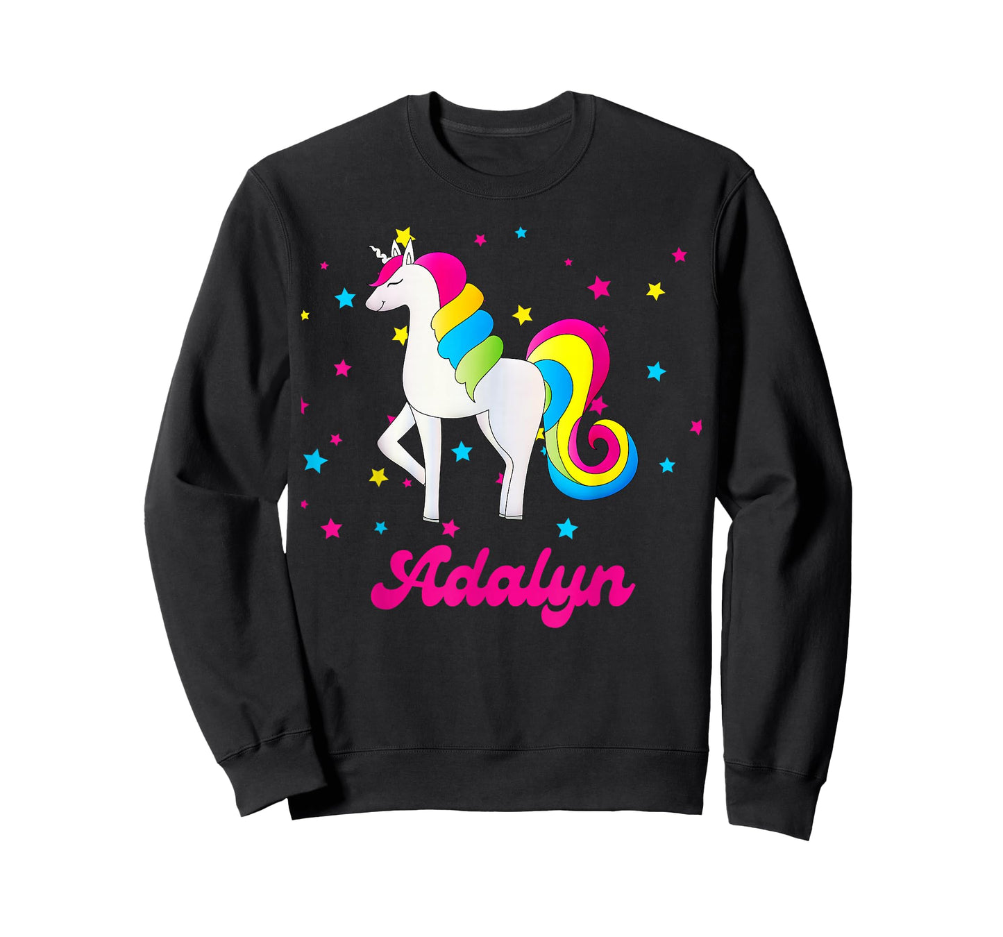 Cute Rainbow Unicorn Pink and Blue Personalized Adalyn T-Shirt
