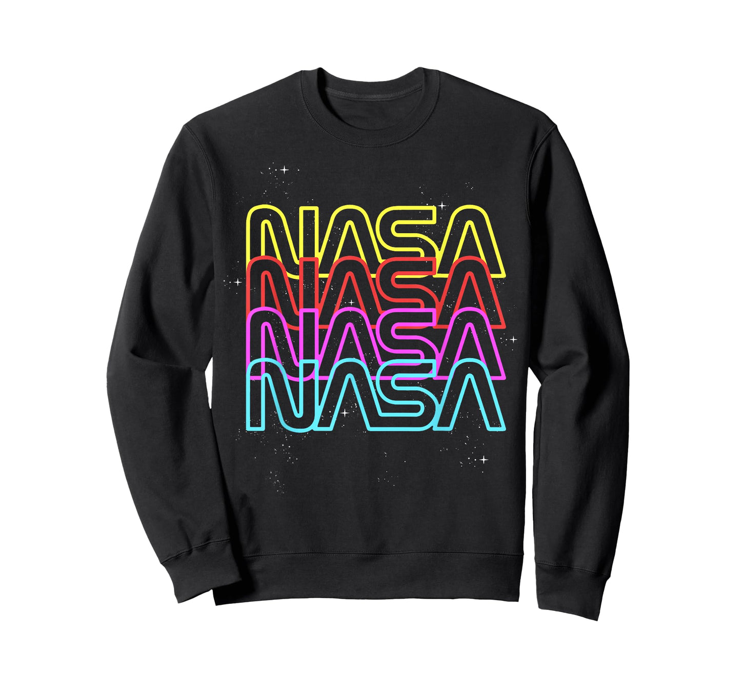 NASA Neon Rainbow Repeat Text Logo T-Shirt