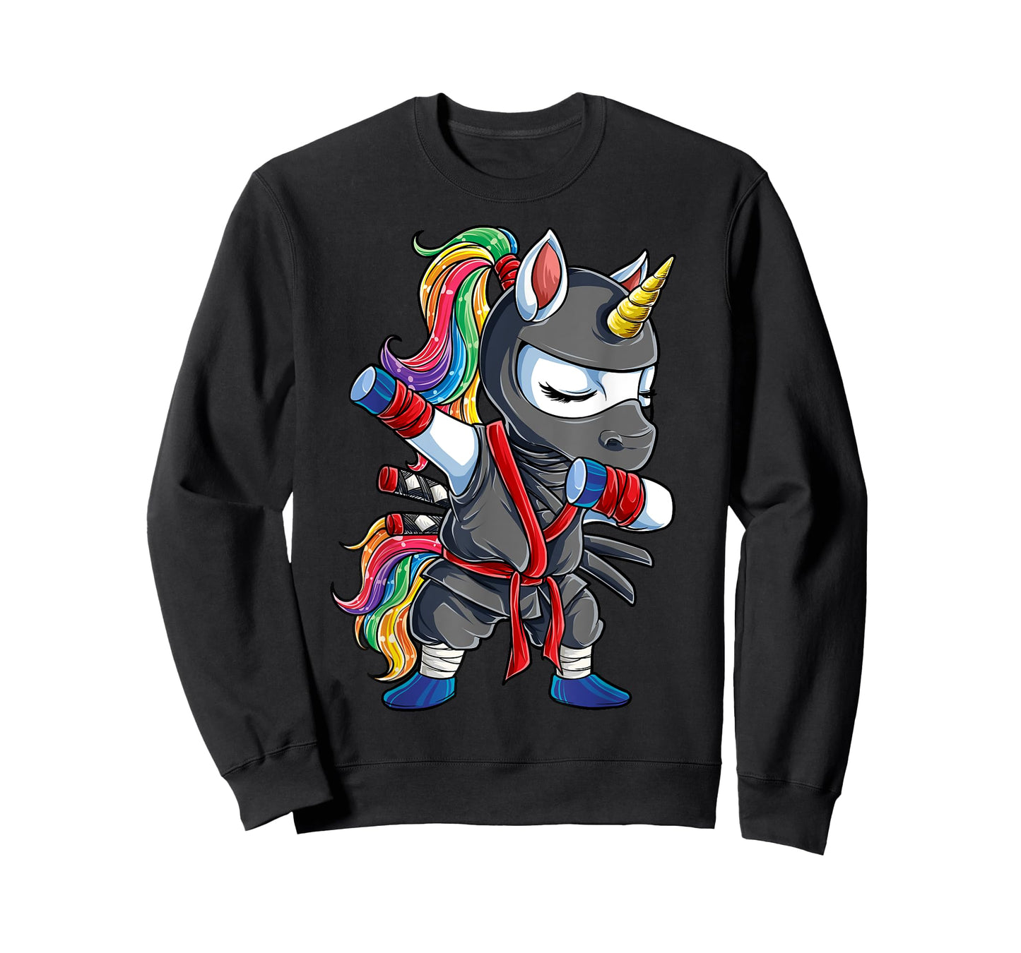 Dabbing Ninja Unicorn T Shirt Girls Rainbow Martial Arts Tee T-Shirt