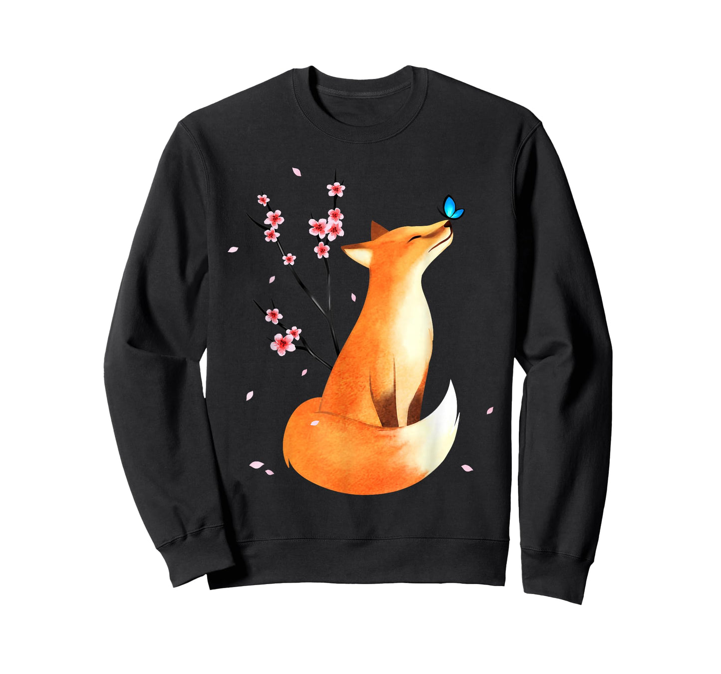 Fox Japanese Cherry Blossom Flower Vintage Gift T-Shirt