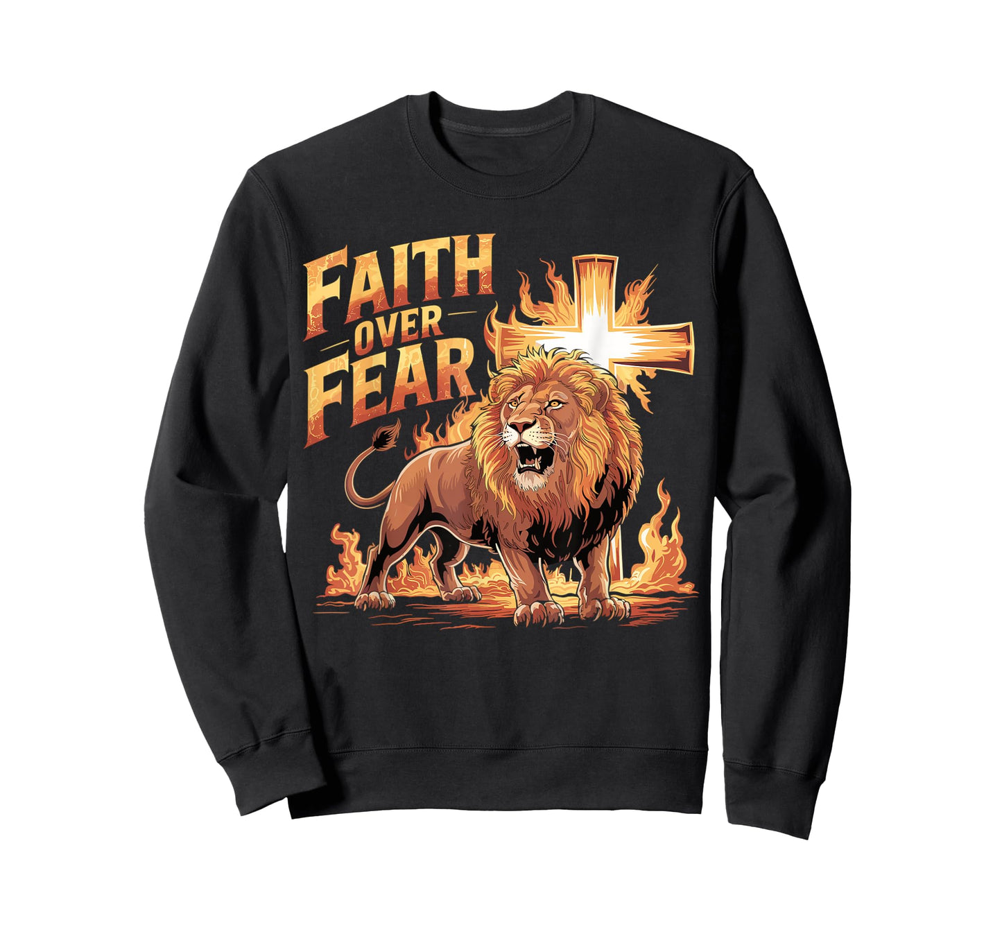 Faith Over Fear Lion of Judah Religion Christian Biblical T-Shirt