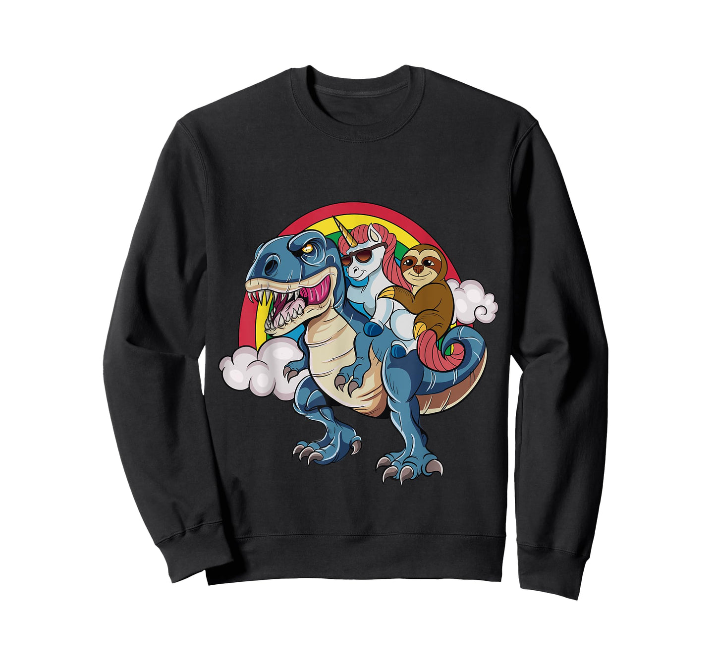 Magical Unicorn & Sloth Riding A Dinosaur Rainbow T Shirt T-Shirt
