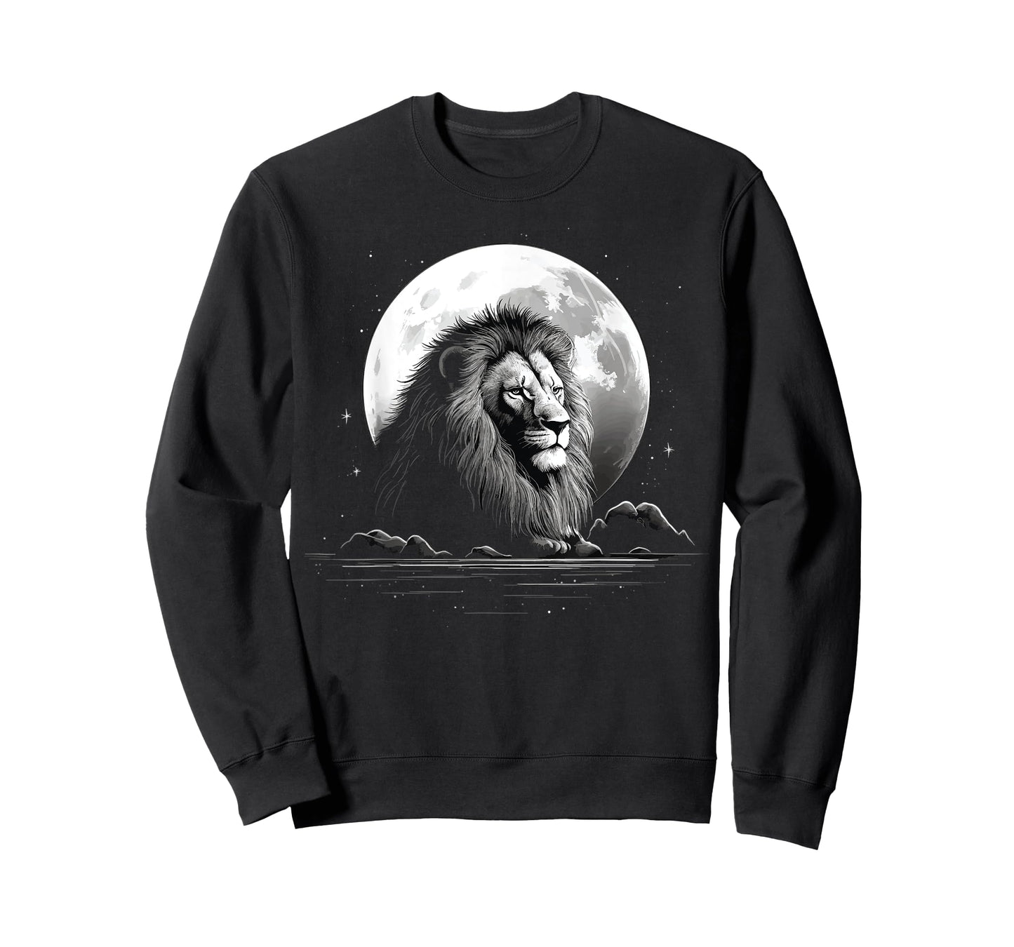Lion face with moon art head for lover lions King of Animals T-Shirt