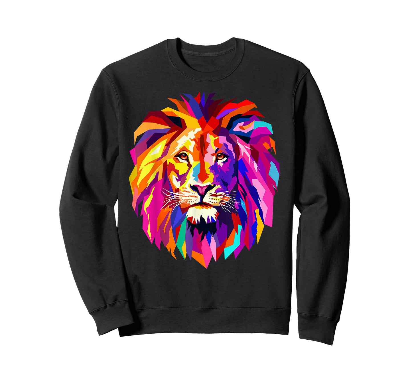 Cool Lion Head Design with Bright Colorful T-Shirt Small