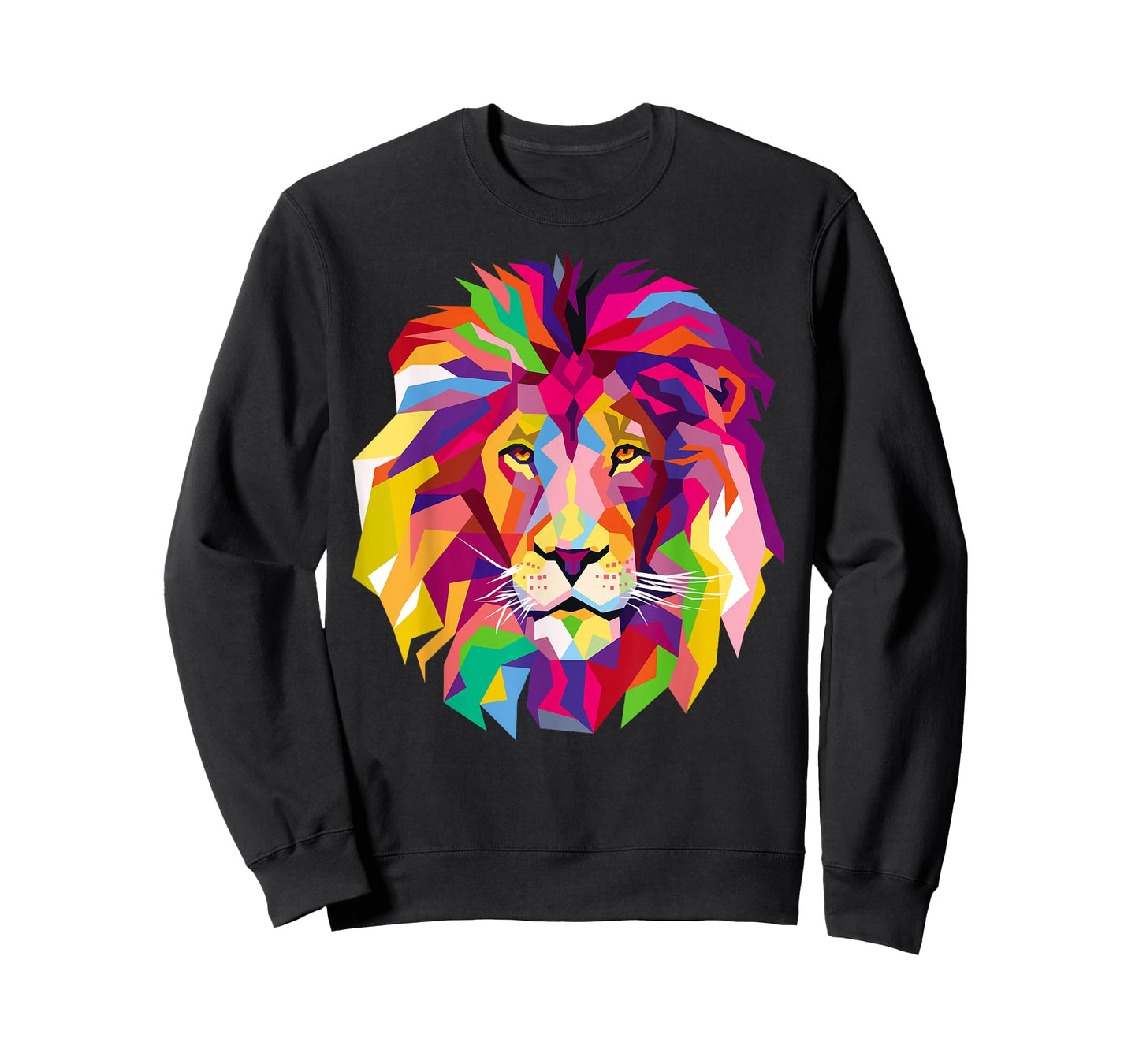 Elegant, Cool Lion Head Design with Bright Colorful T-Shirt