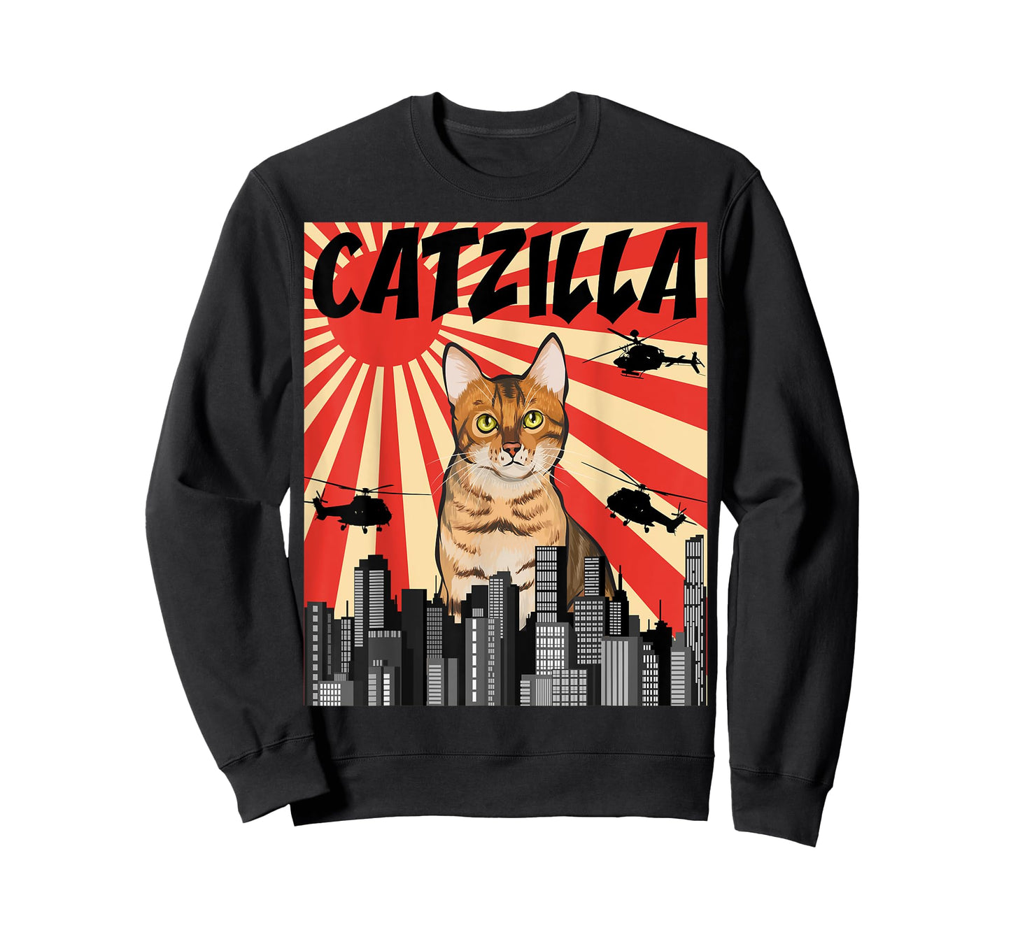 Funny Retro Japanese Catzilla Bengal Cat T-Shirt