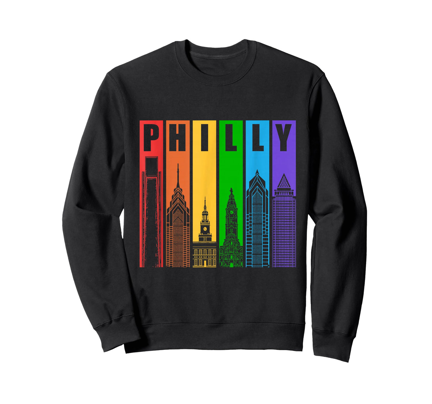 Philly Gay Pride LGBT Philadelphia Skyline Rainbow Flag T-Shirt