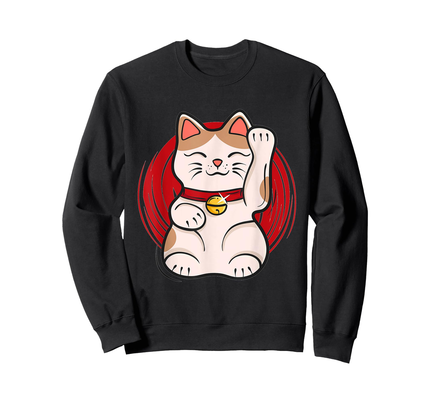 Maneki-Neko Lucky Cat Statue Waving Japanese Style Design T-Shirt