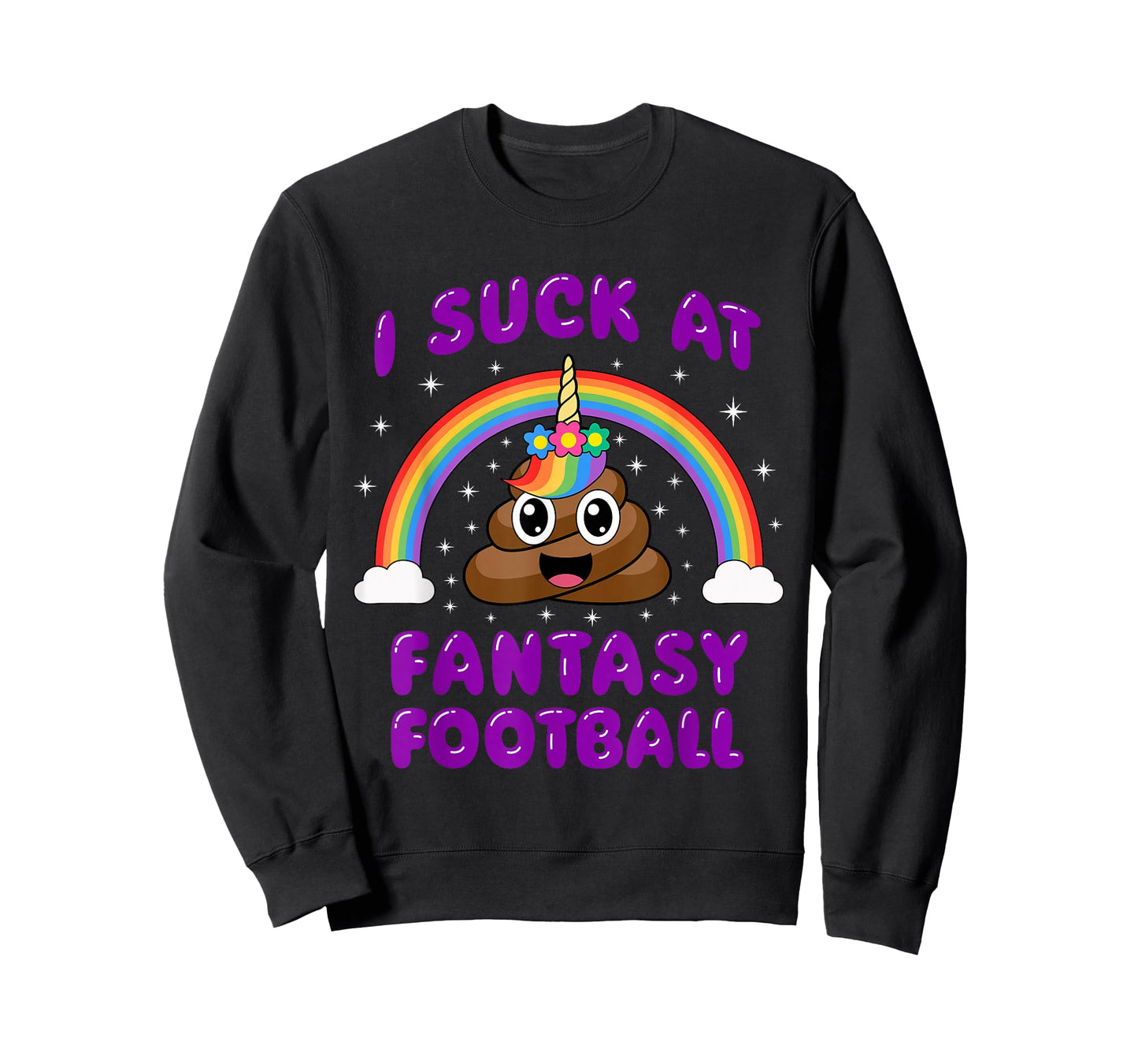 I Suck At Fantasy Football Poop Unicorn Funny Pink T-Shirt