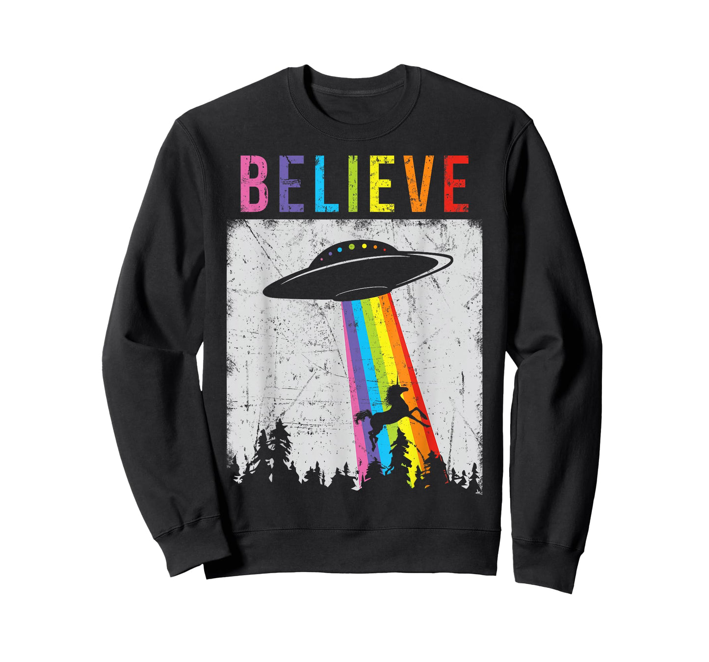 Alien Unicorn UFO Rainbow T-Shirt T-Shirt
