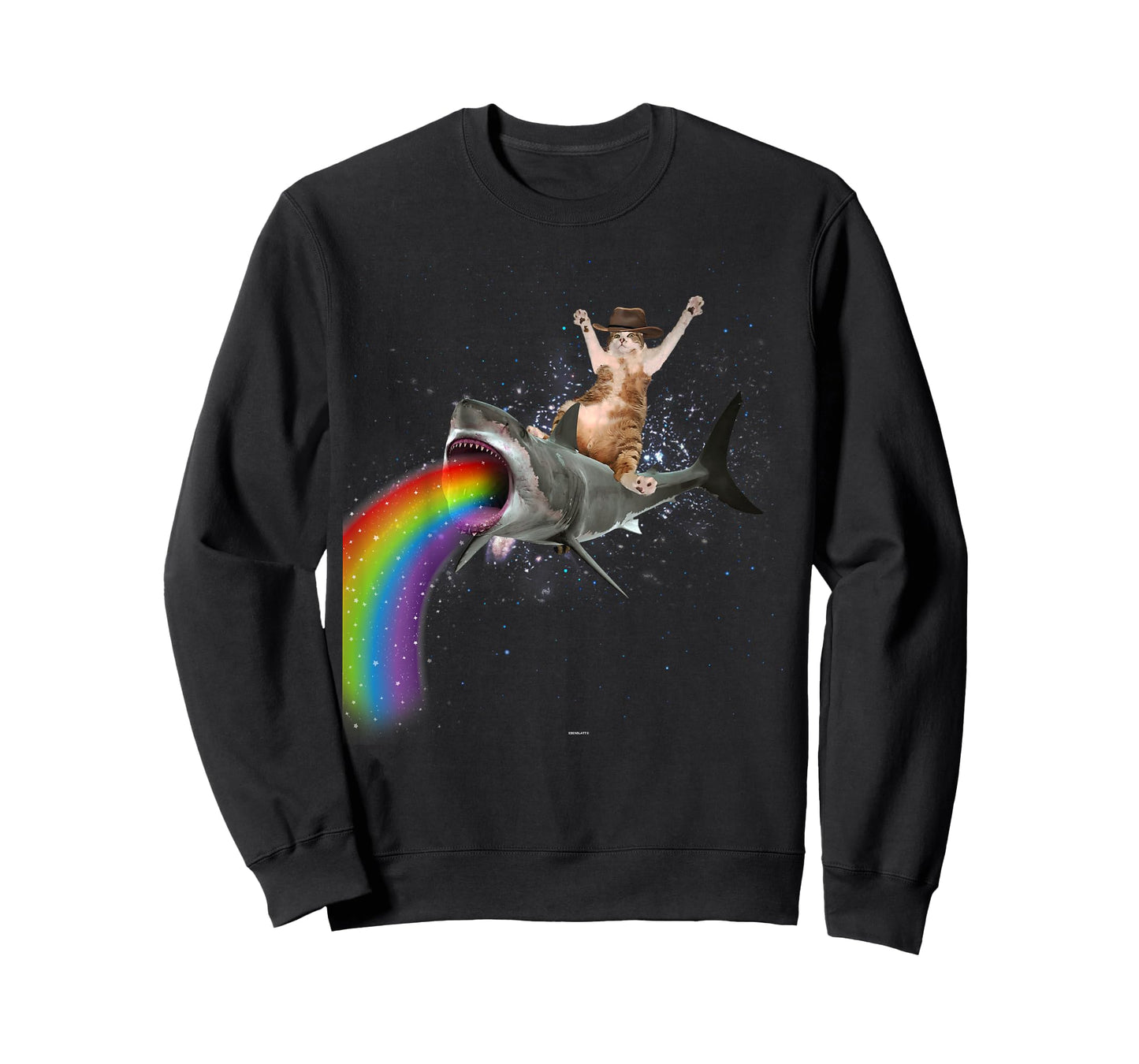 Funny Cat Rides a Rainbow Shark Shirt