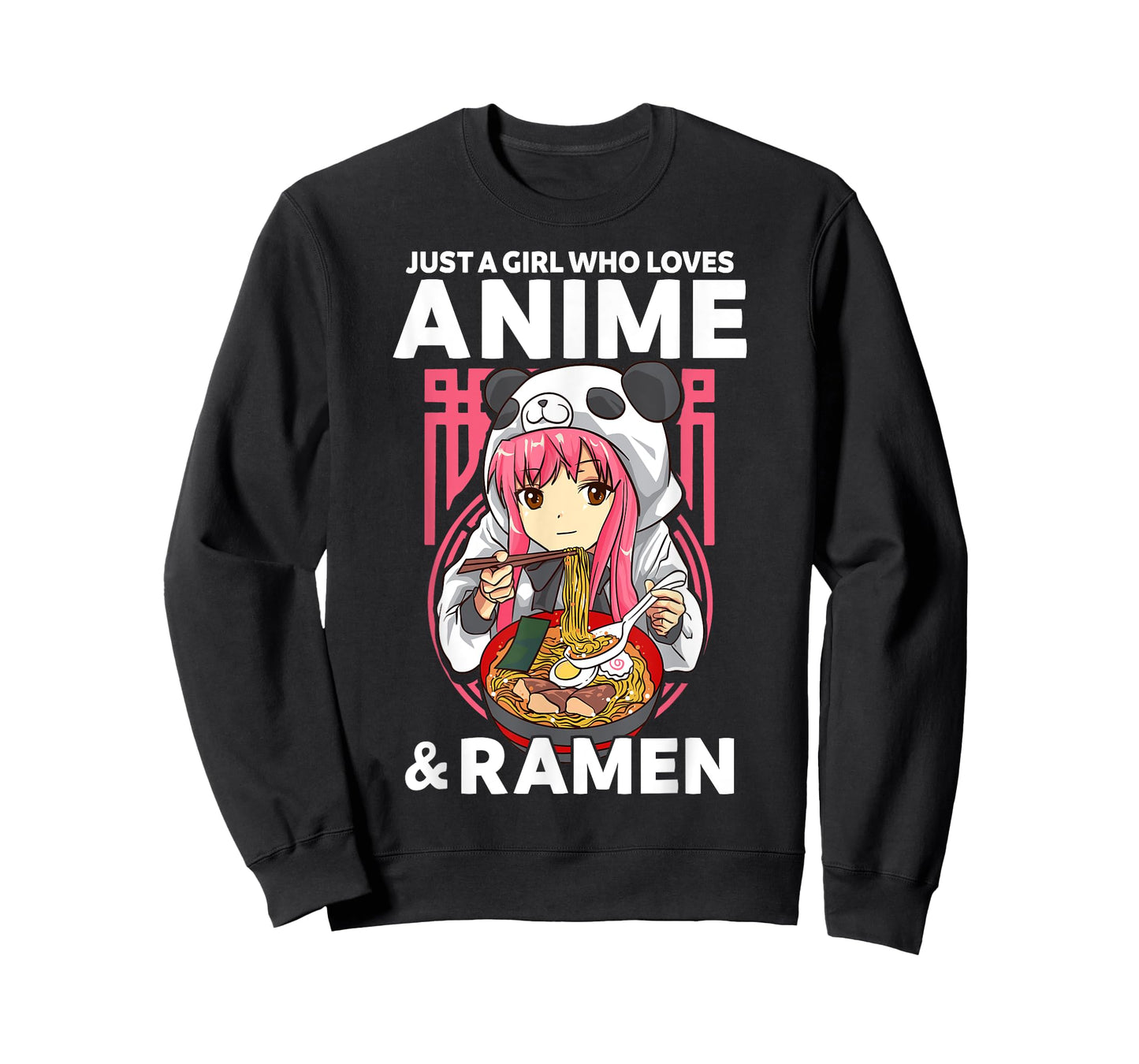 Just A Girl Who Loves Anime and Ramen Bowl Panda Teen Girl T-Shirt
