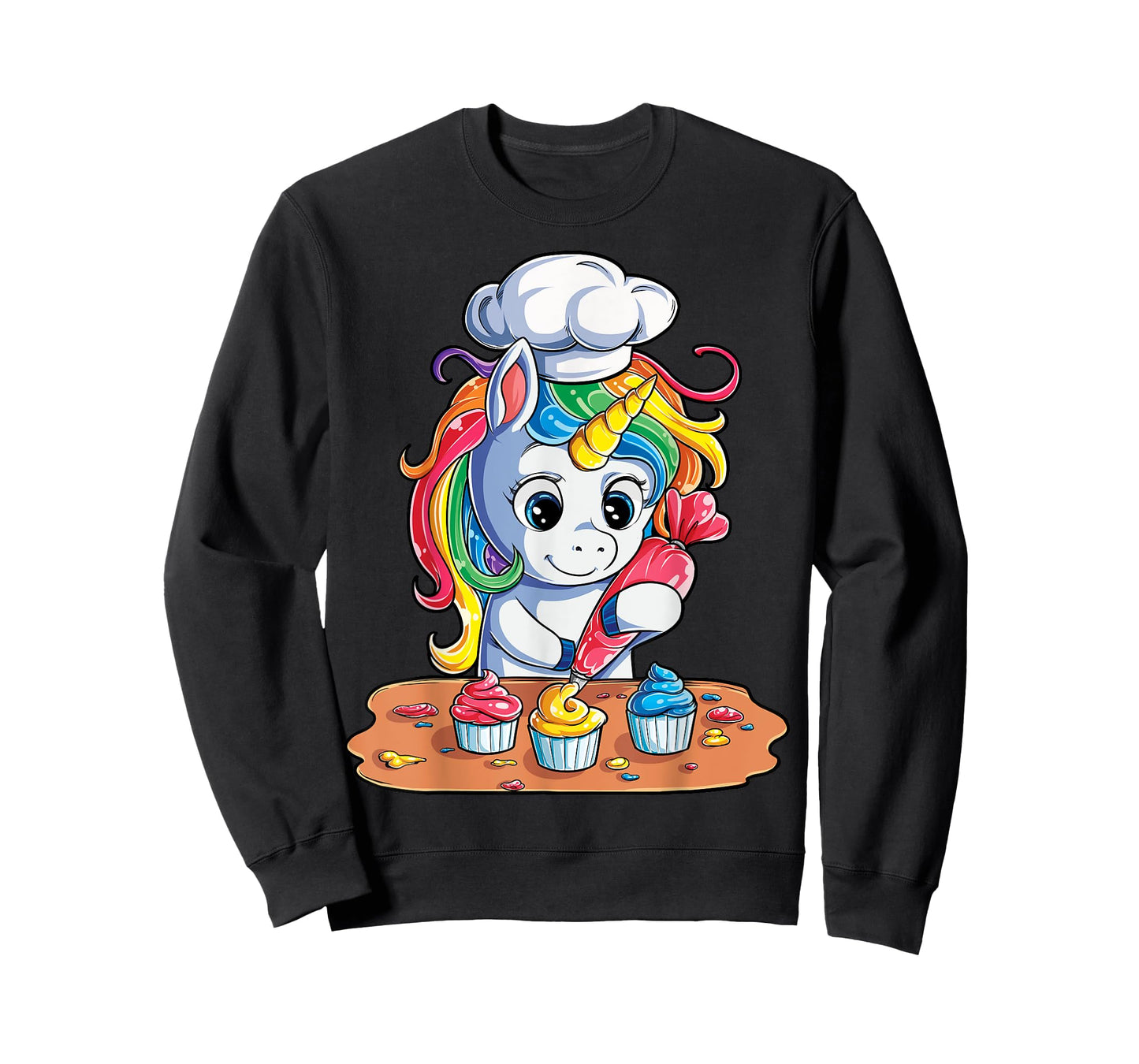 Unicorn Cupcake Funny Girls Kids Baking Cake Rainbow Gifts T-Shirt