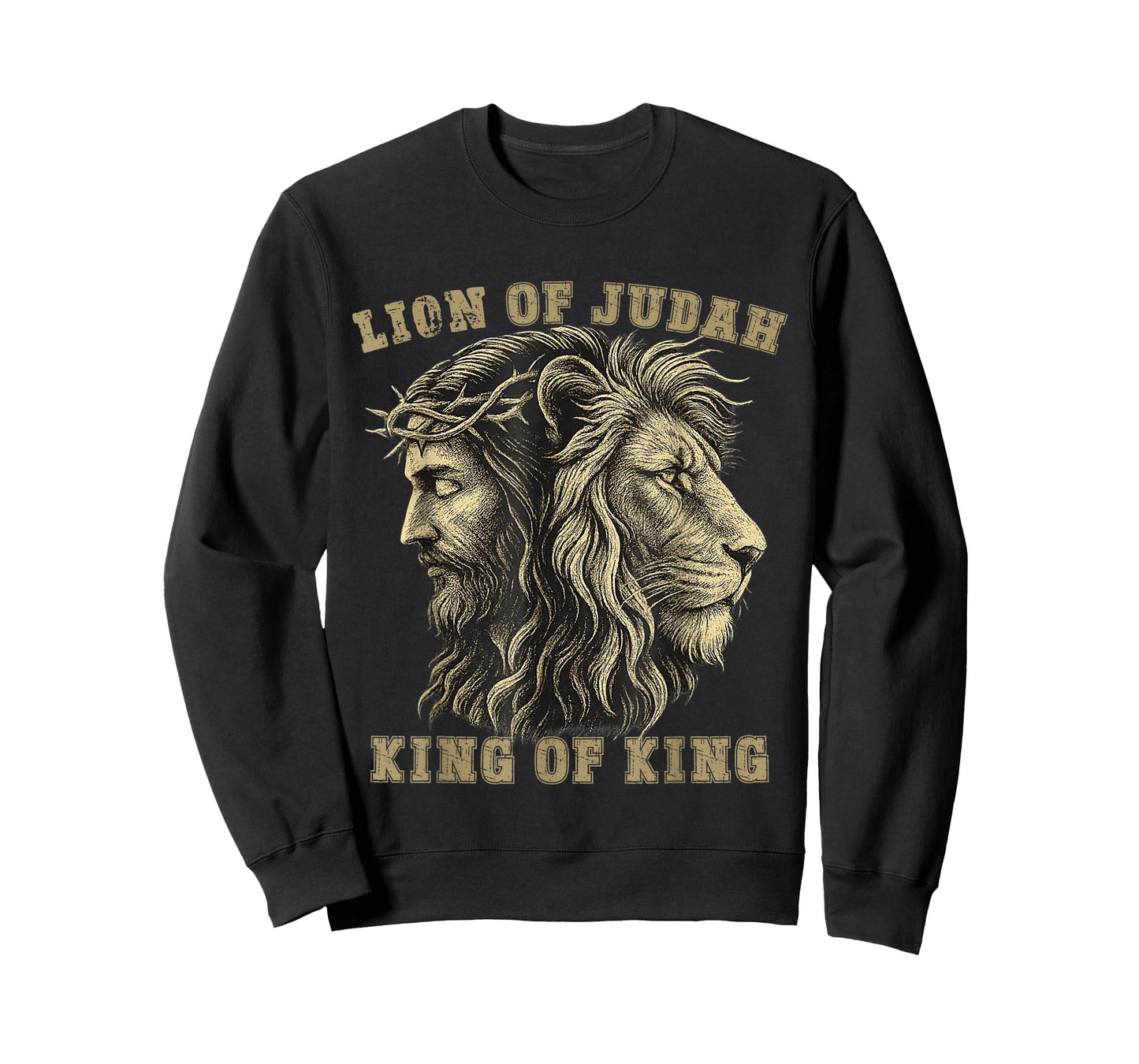 Lion of Judah Jesus Crown of Thorns Christian Faith Design T-Shirt