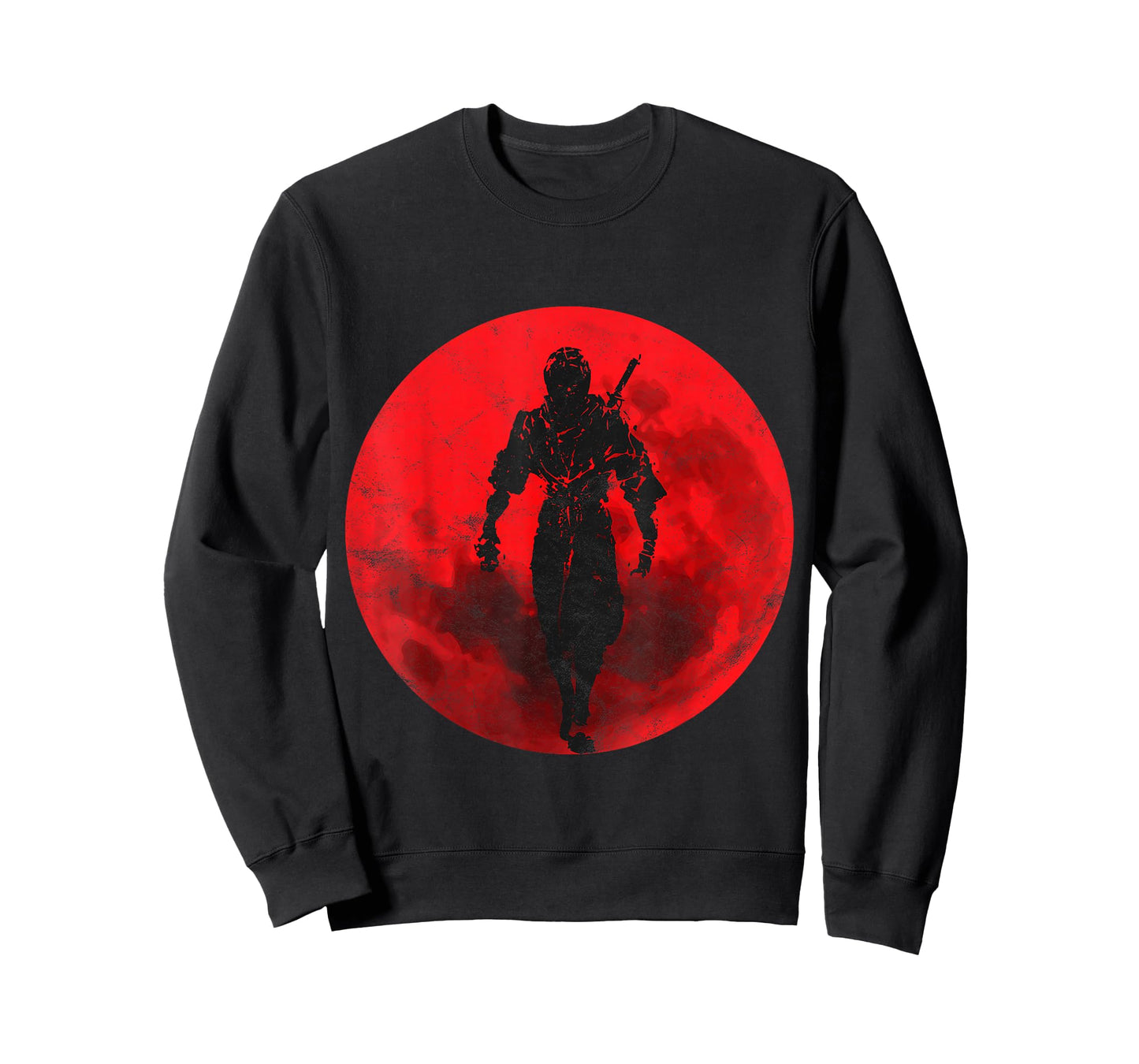 Ninja Figher Red Moon Japan Sword Samurai Warrior T-Shirt
