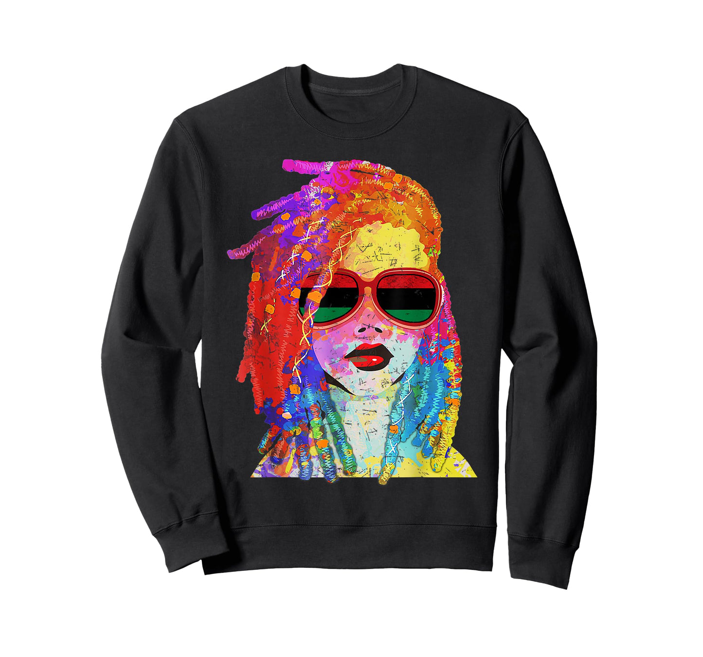 Loc'd Hair Black Queen Afro Woman Melanin Girl Art T-Shirt Small