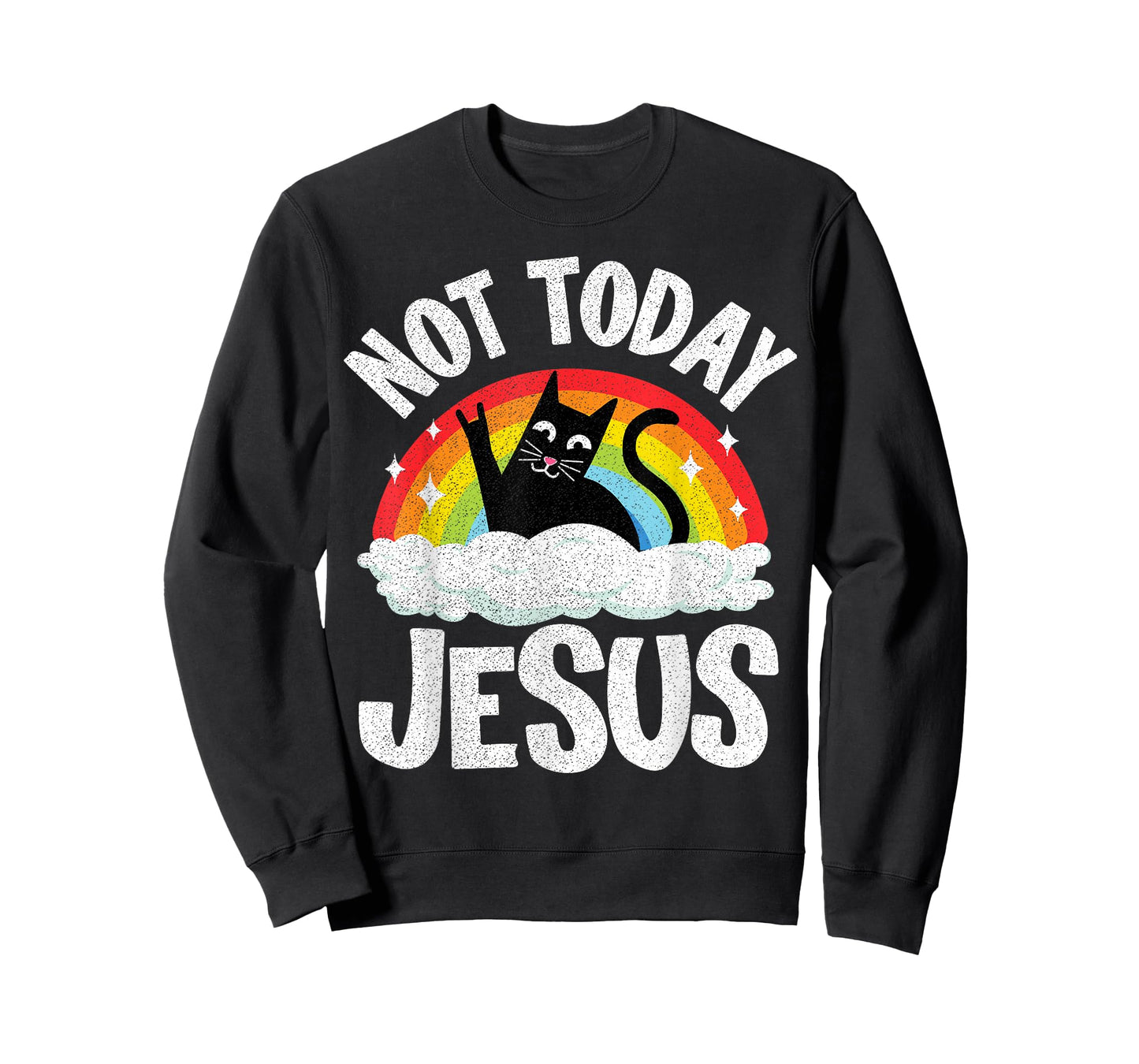 Not Today Jesus Satanic Cat Rainbow Goth Funny Death Metal T-Shirt