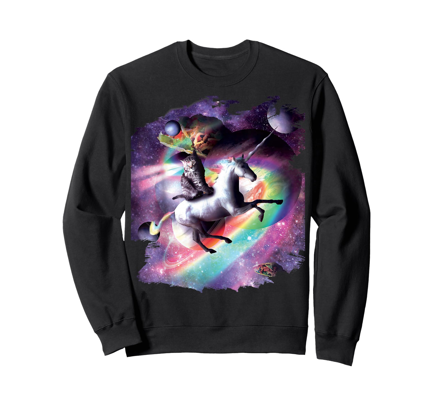 Space Cat Riding Unicorn - Laser, Tacos and Rainbow T-Shirt
