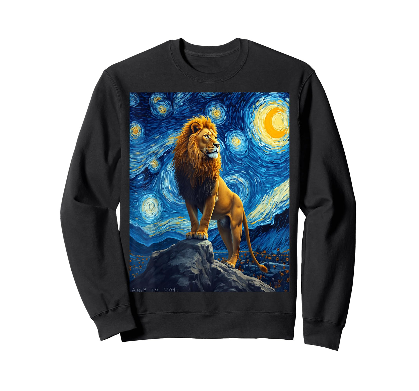 Van Gogh's Starry Night Lion King Jungle Animal T-Shirt
