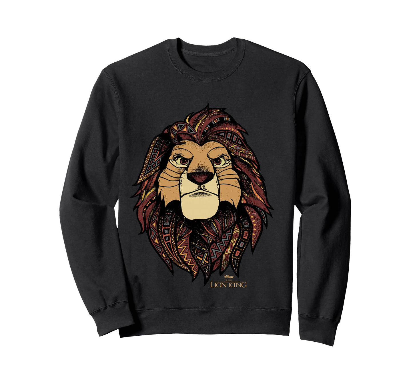Disney Lion King Simba Ornate Geometric Pattern Portrait Long Sleeve T-Shirt
