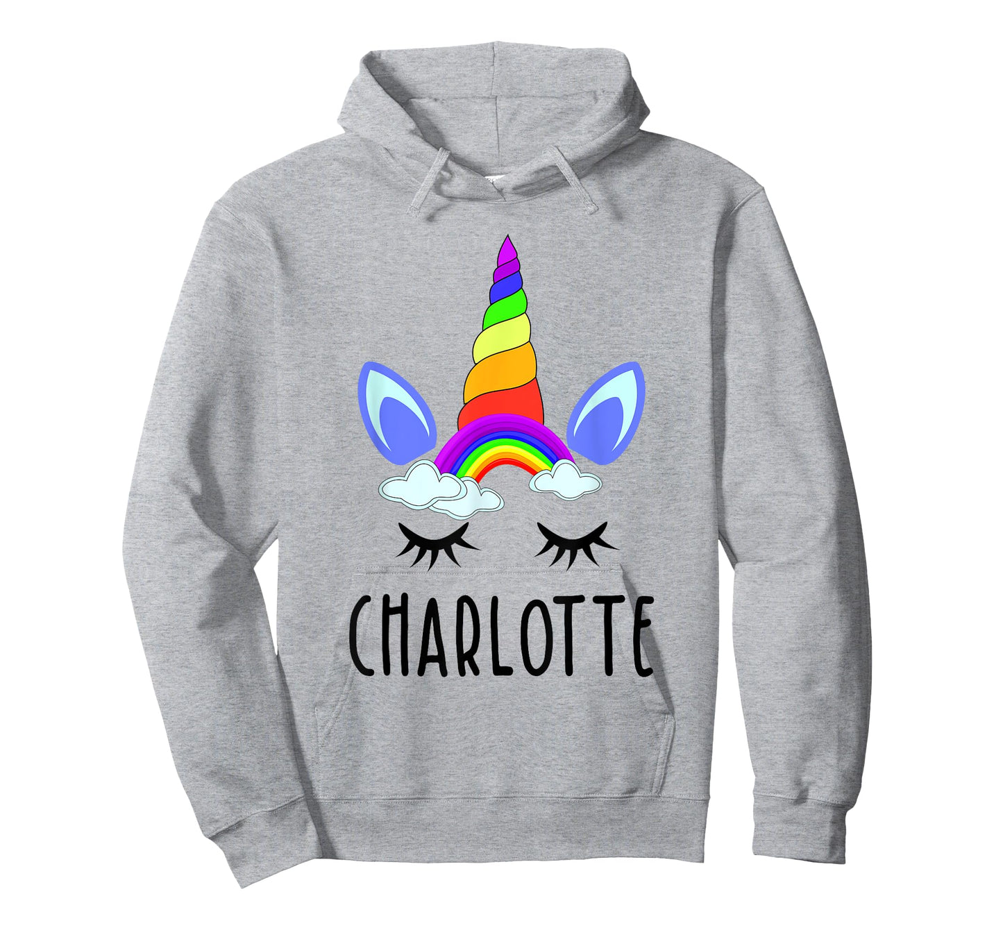 Charlotte Rainbow Unicorn Personalized Girl's First Name T-Shirt