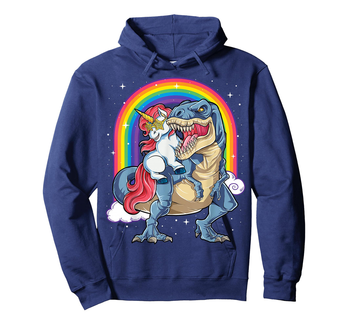 Unicorn Riding T rex Dinosaur Boys Girls Men Women Rainbow T-Shirt