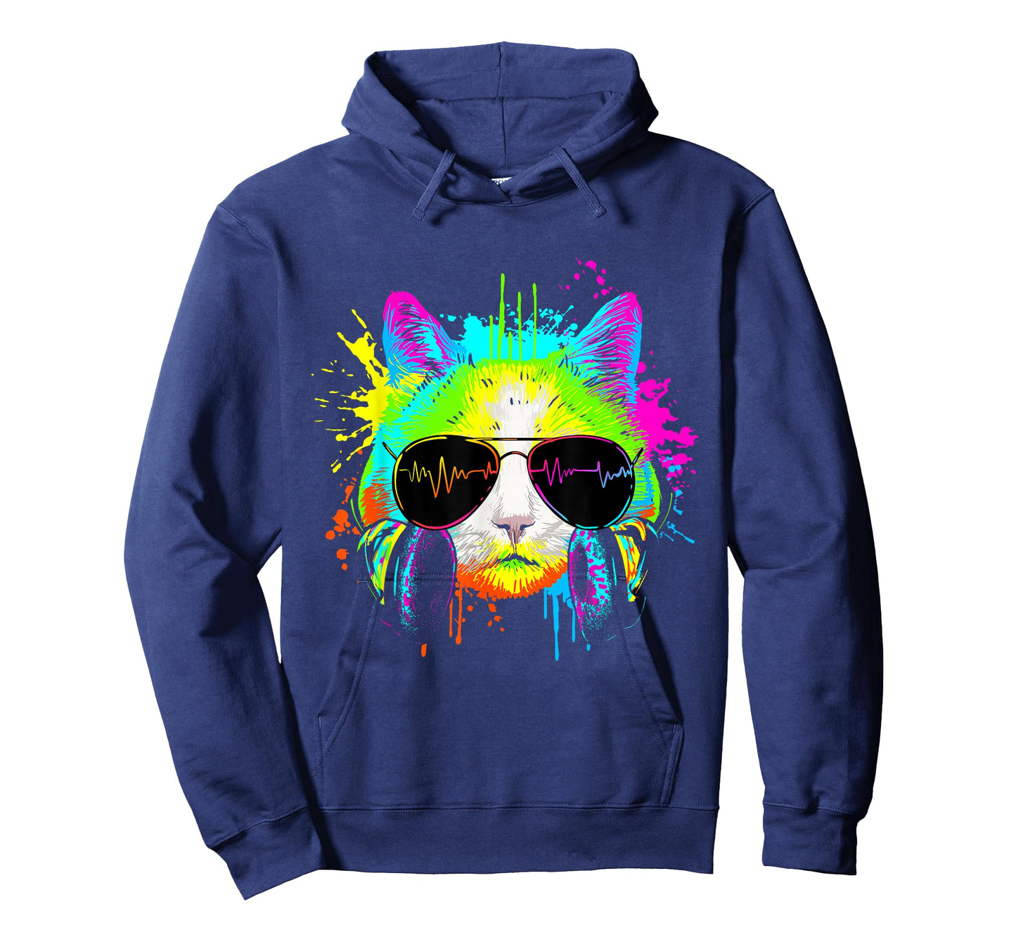 Funny Kitten Colourful Rainbow Rave Music DJ Cat T-Shirt