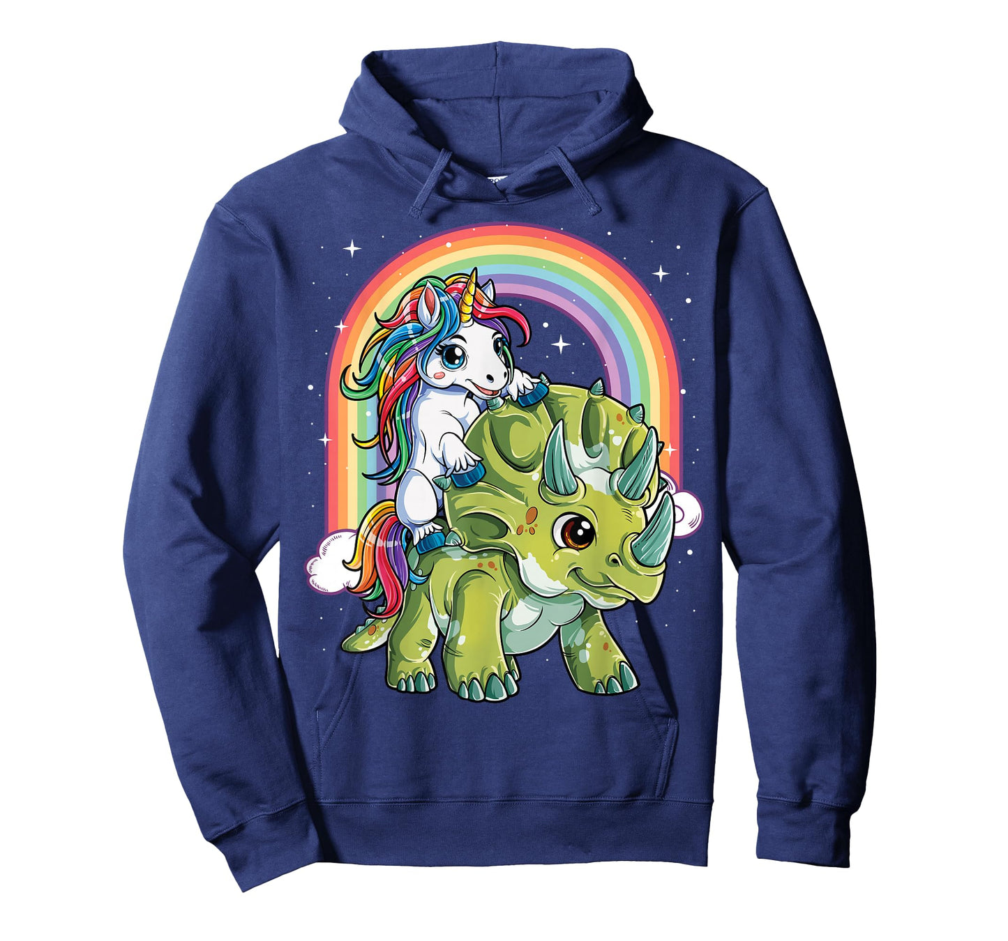 Unicorn Riding Dinosaur Triceratops Funny Boys Girls Rainbow T-Shirt Small