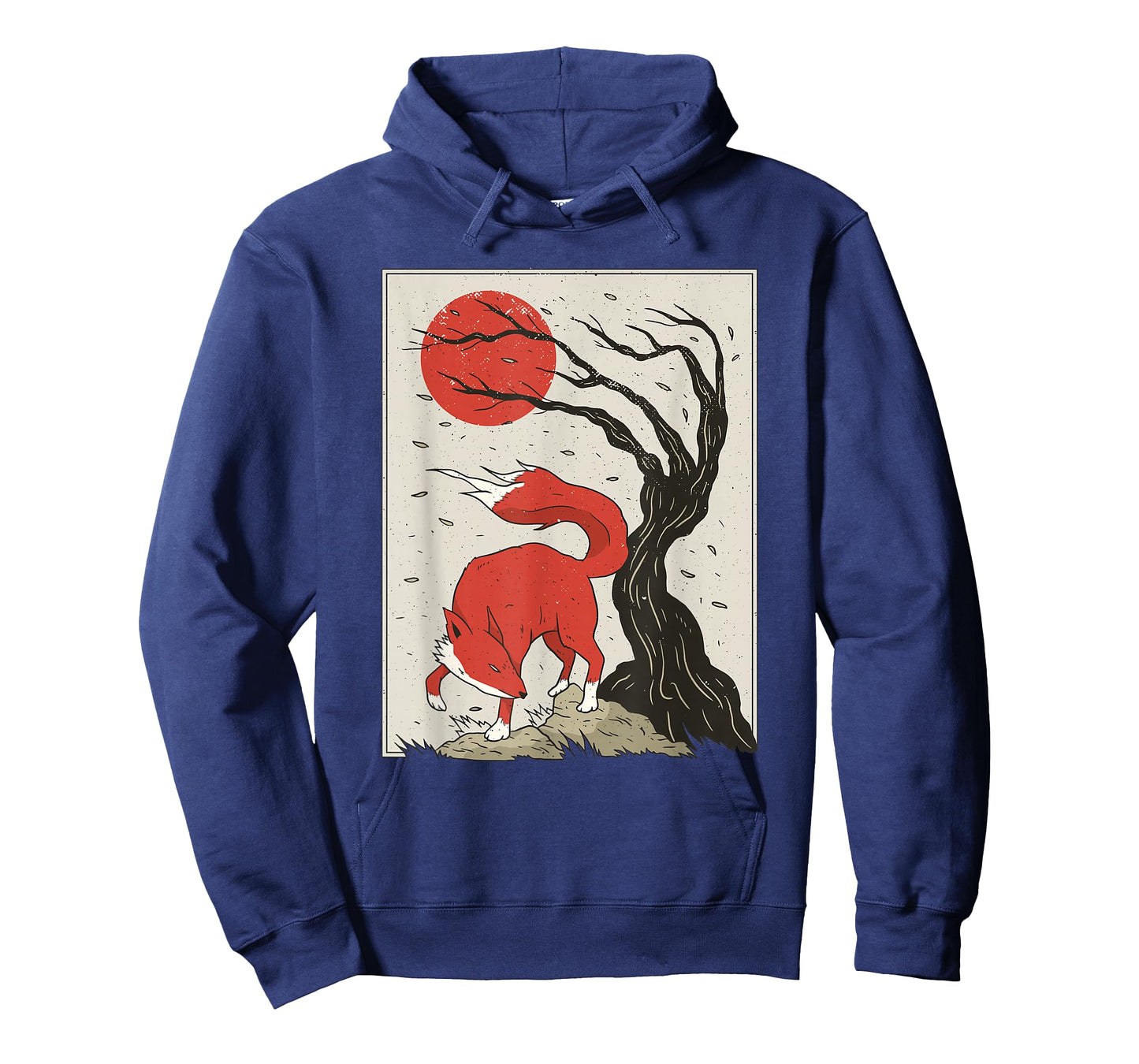 Japanese Style Painting Of The Fox, Tree And Sun T-Shirt