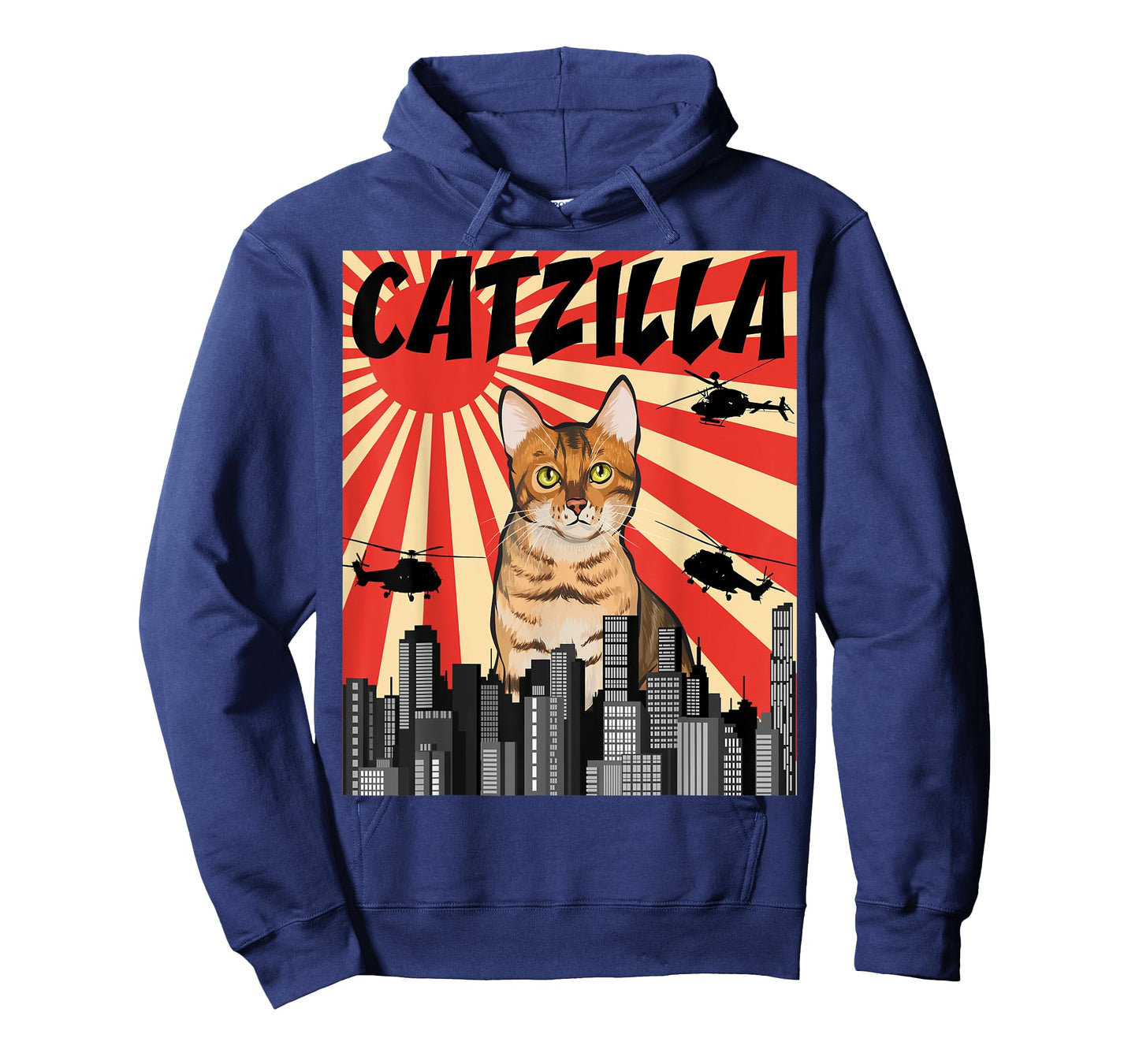 Funny Retro Japanese Catzilla Bengal Cat T-Shirt