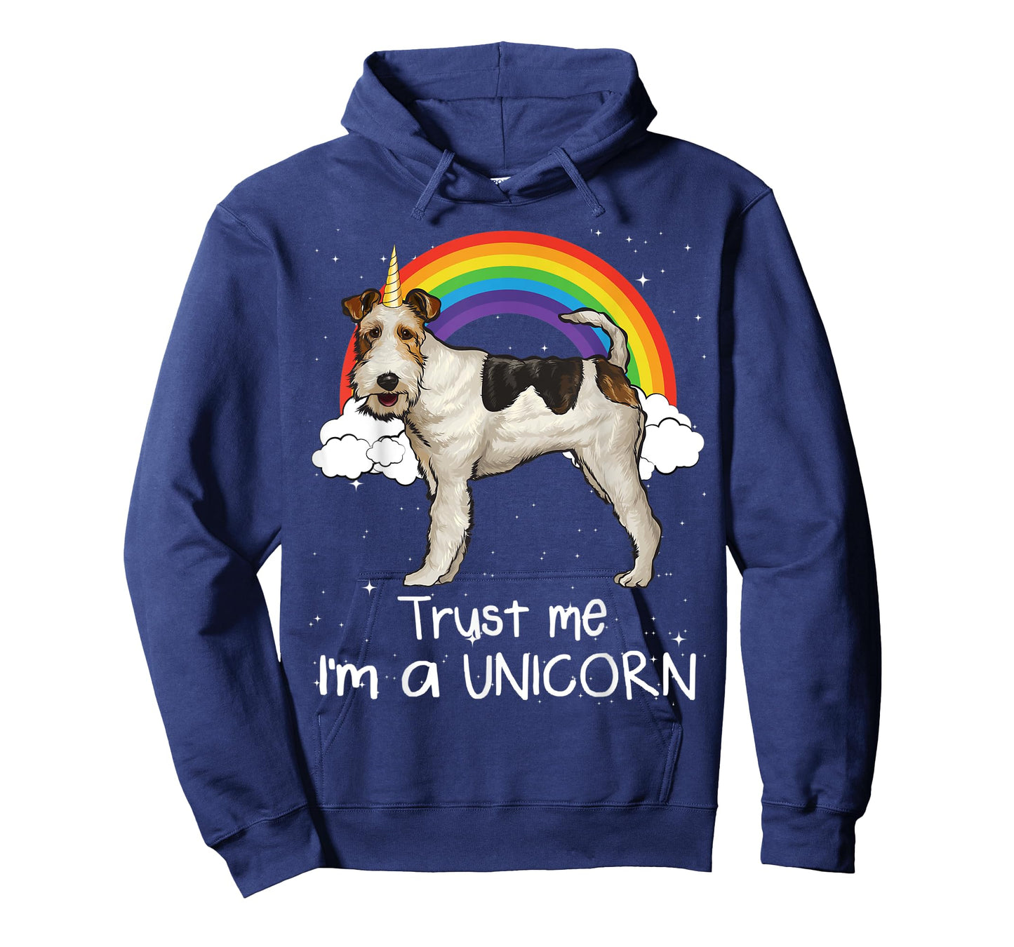 Rainbow Wire Fox Terrier Trust Me I'm A Unicorn Dog T-Shirt for Men Women Kids