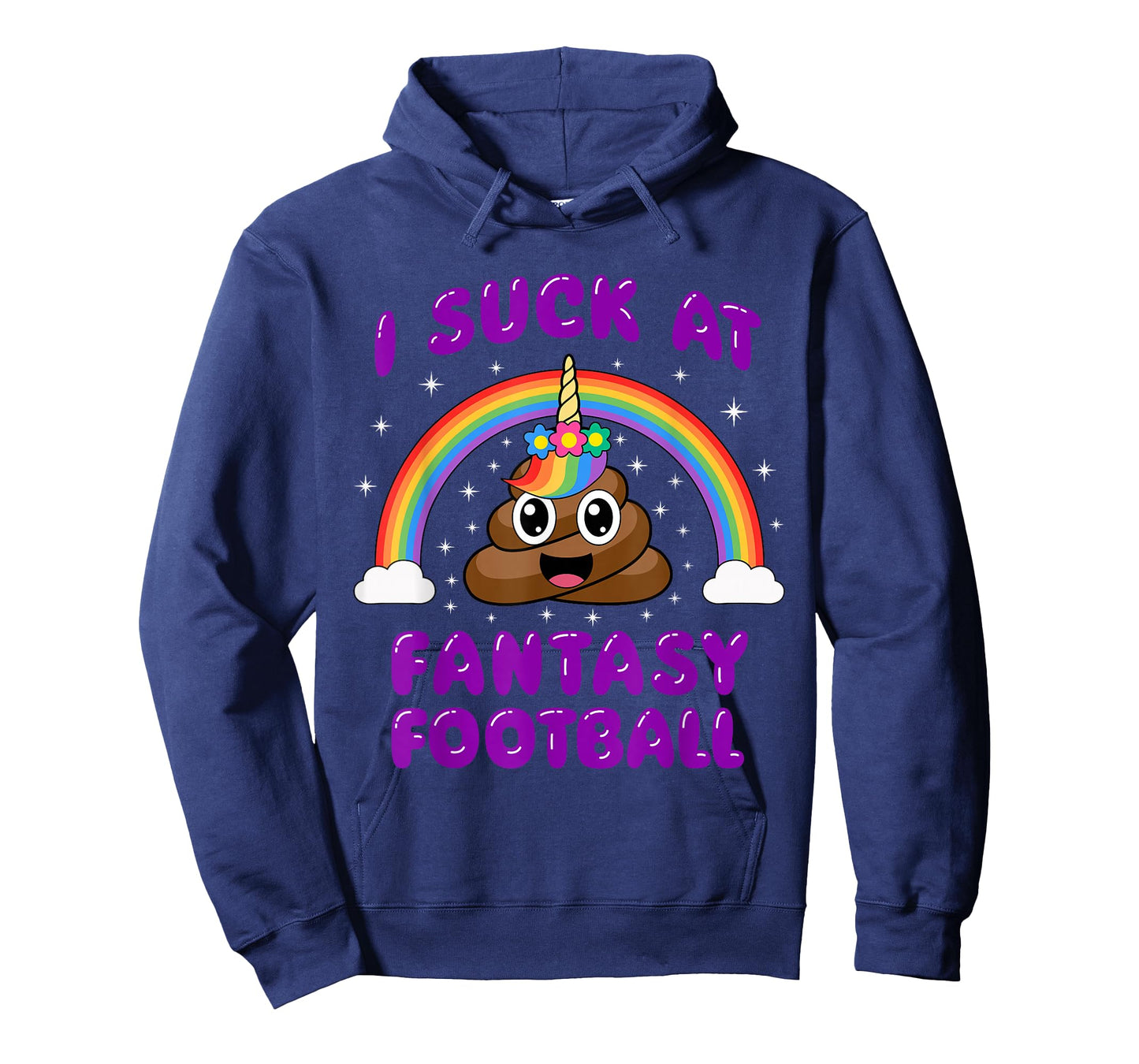 I Suck At Fantasy Football Poop Unicorn Funny Pink T-Shirt