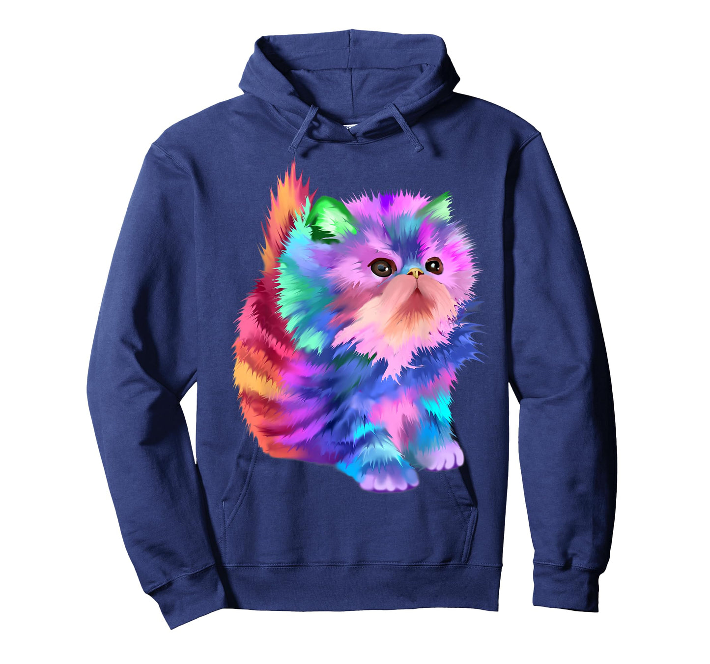 Starchild's Designs Women's Retro Rainbow Kitten Rave Psychedelic Cat T-Shirt