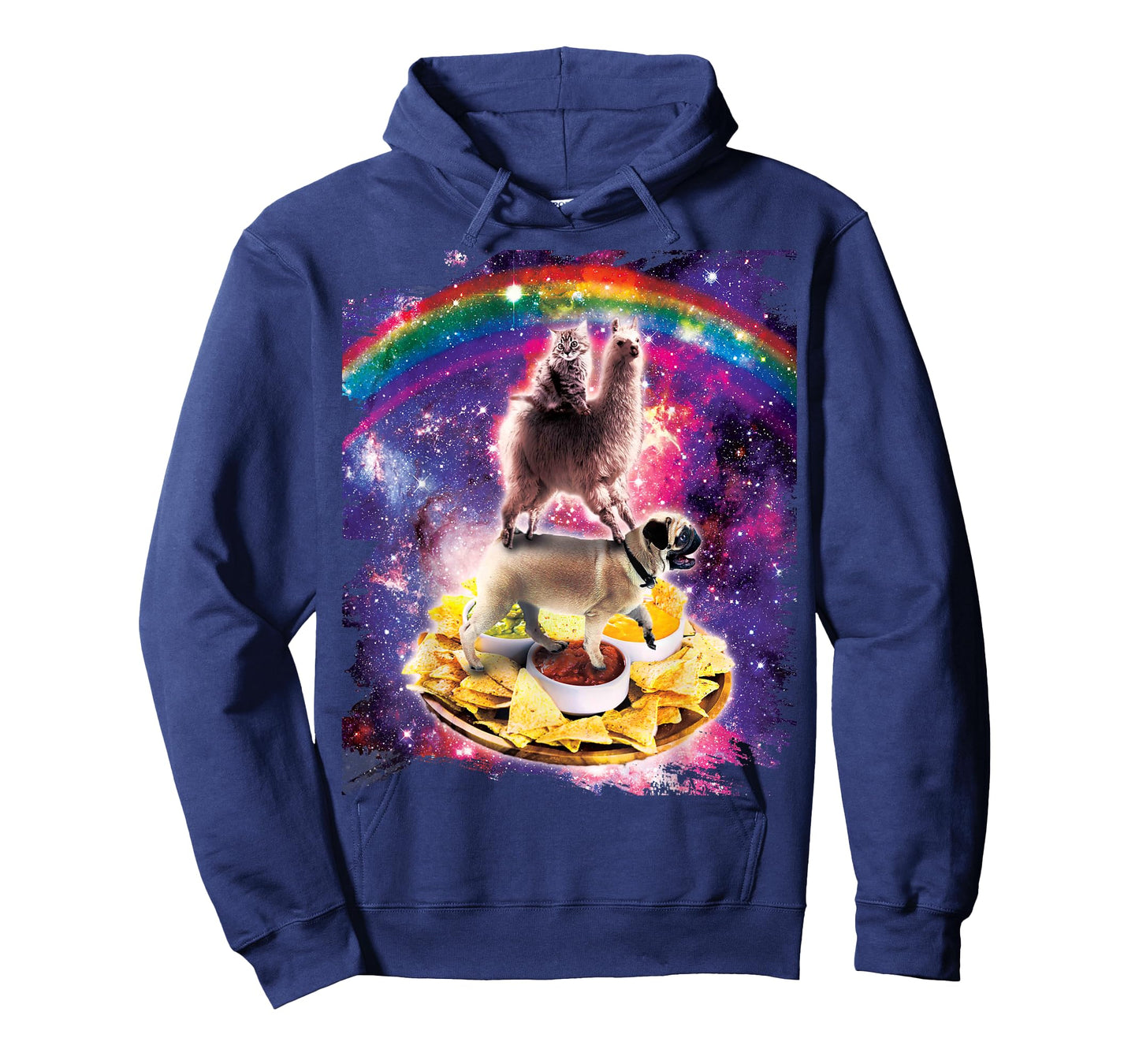 Space Cat Llama Pug Riding Nachos T-Shirt