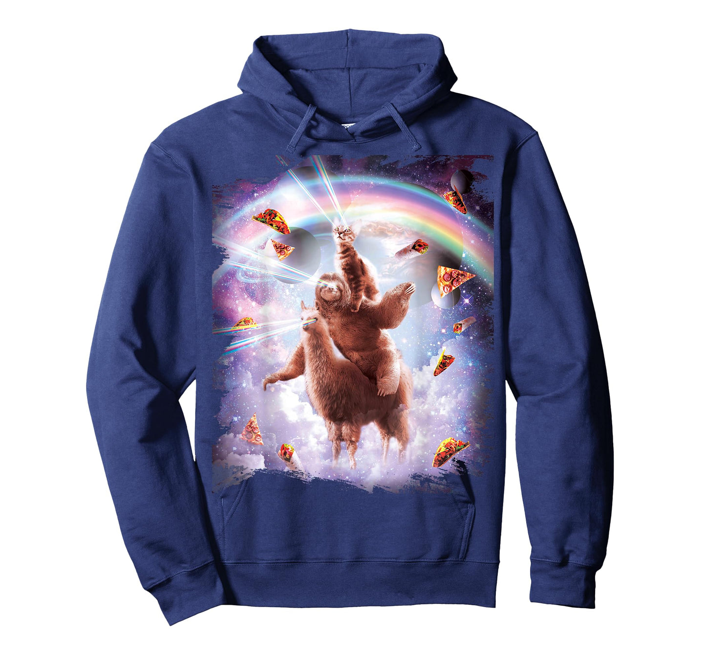 Laser Eyes Space Cat Riding Sloth Llama - Rainbow T-Shirt