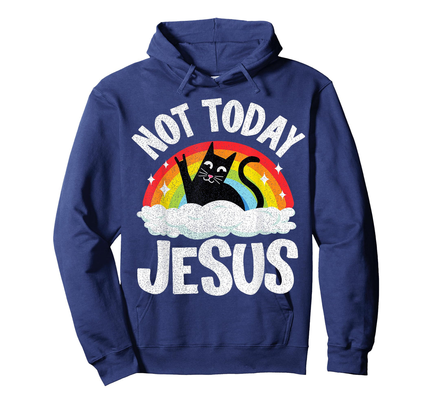Not Today Jesus Satanic Cat Rainbow Goth Funny Death Metal T-Shirt