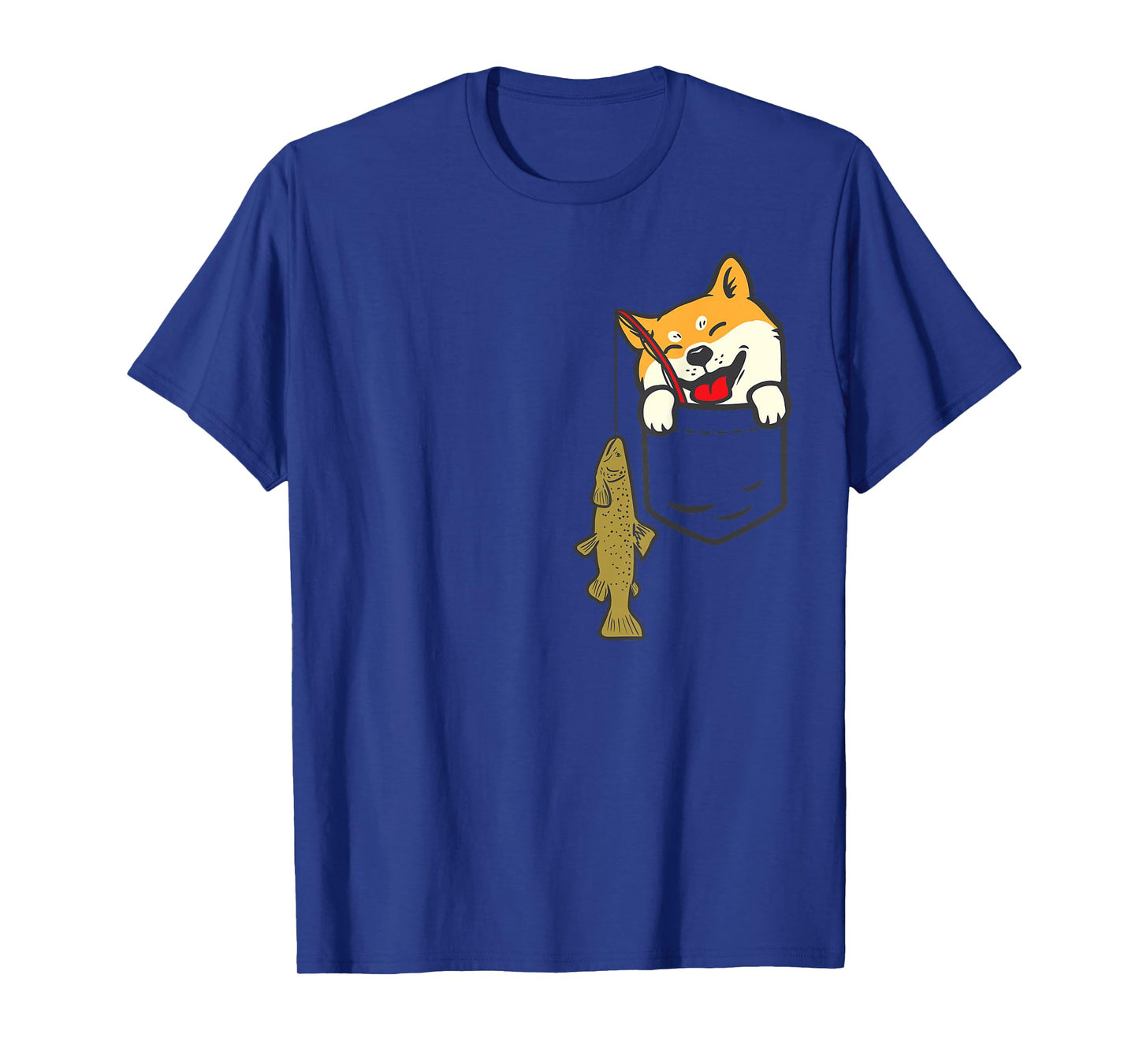 Pocket Shiba Inu Dog Fishing Cute Japanese Fisherman Gift T-Shirt