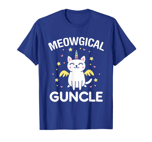 Meowgical Guncle Magical Kitty Cat Unicorn T-Shirt