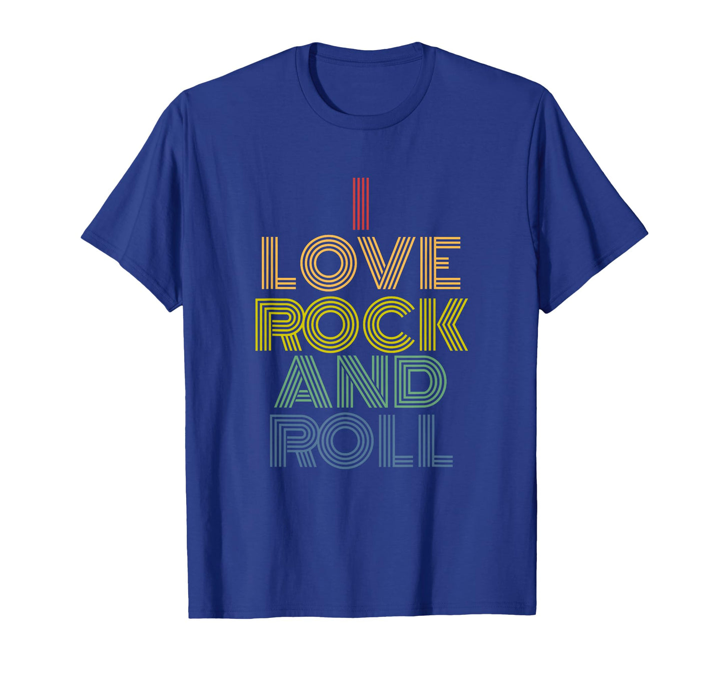 I Love Rock and Roll Retro Rainbow Rock Music T-Shirt