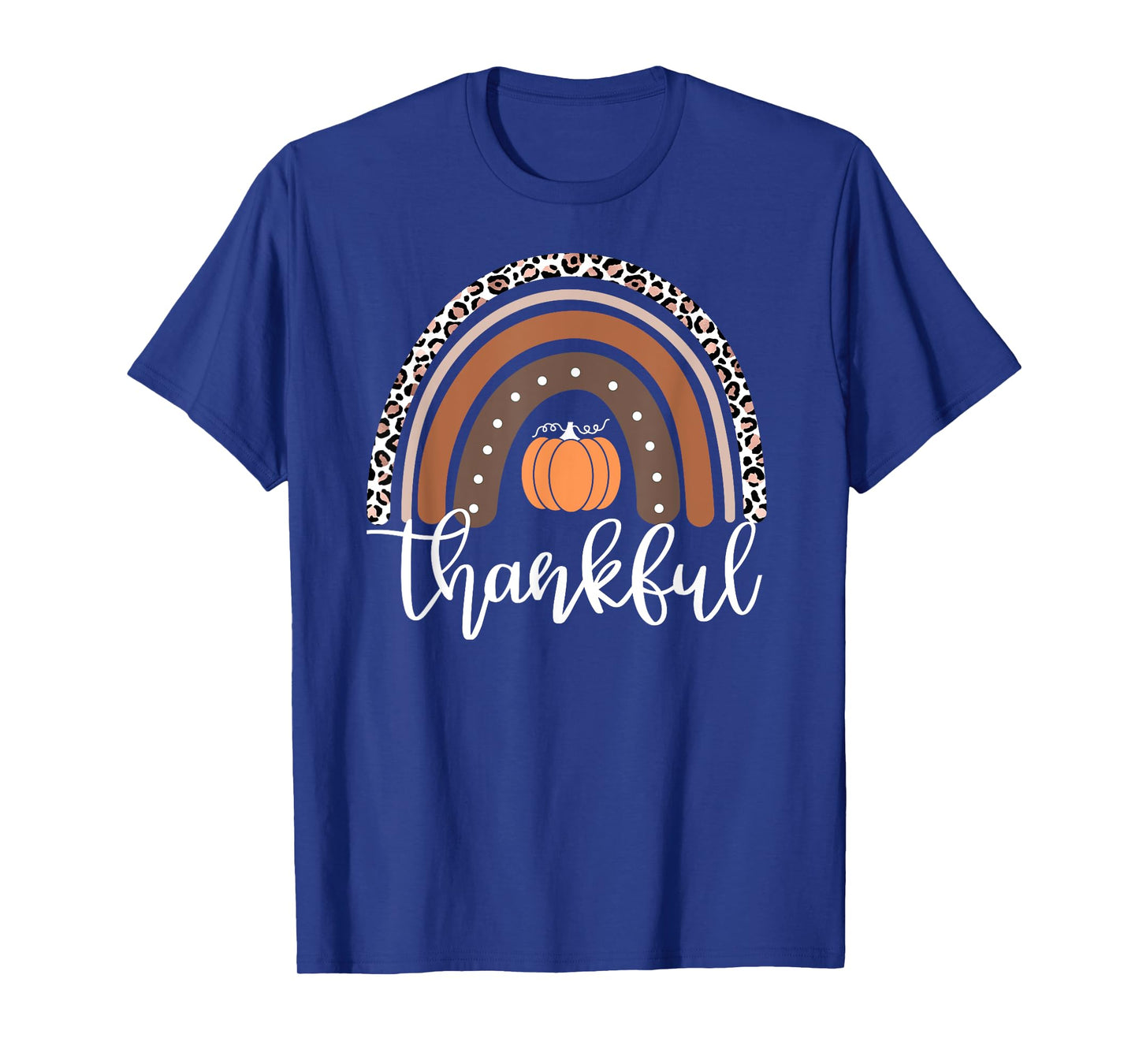 Mommy and Me Thankful Leopard Rainbow Pumpkin Thanksgiving T-Shirt
