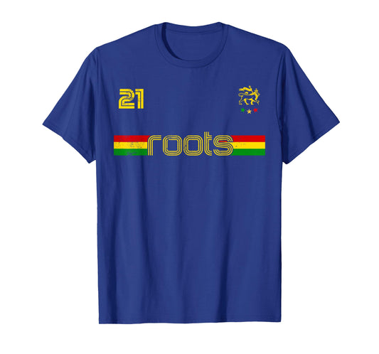 Reggae Rastafari Ethiopia Jamaica Football Soccer Style T-Shirt