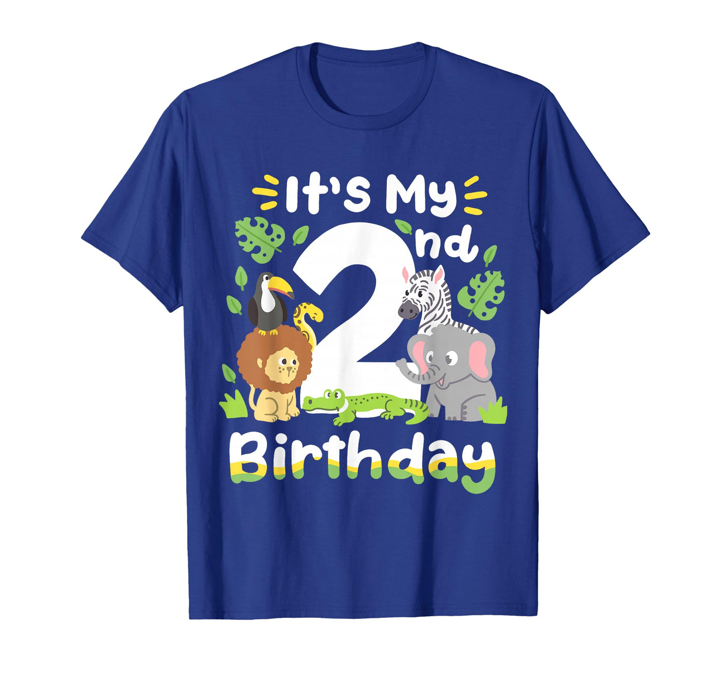 Jungle Safari 2nd Birthday Zoo Animal Two Years Old Kids T-Shirt